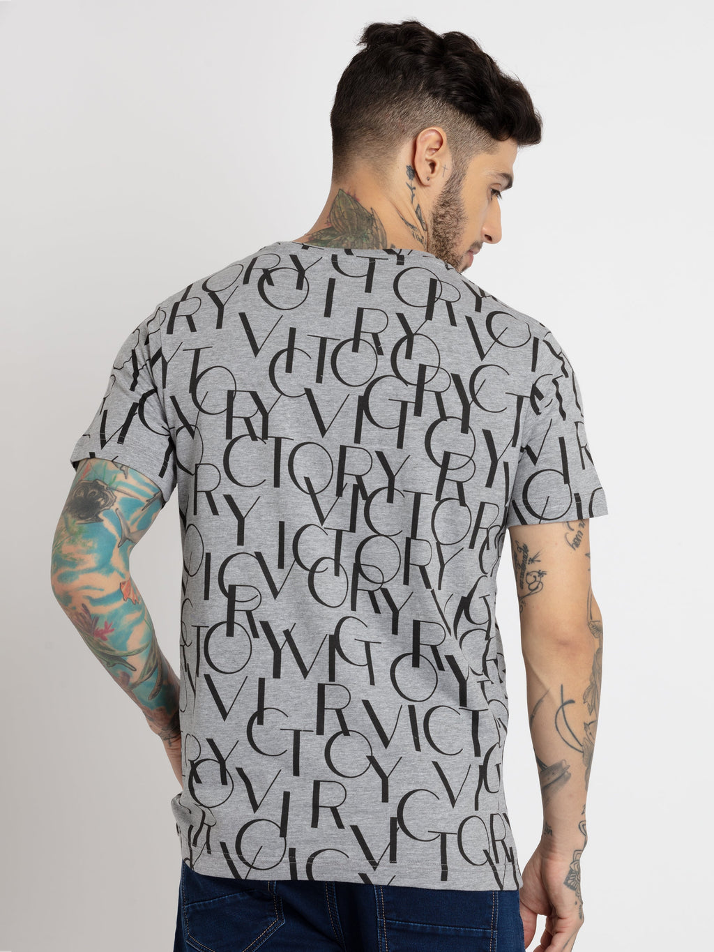 Mens All Over Printed Round Neck T-shirt
