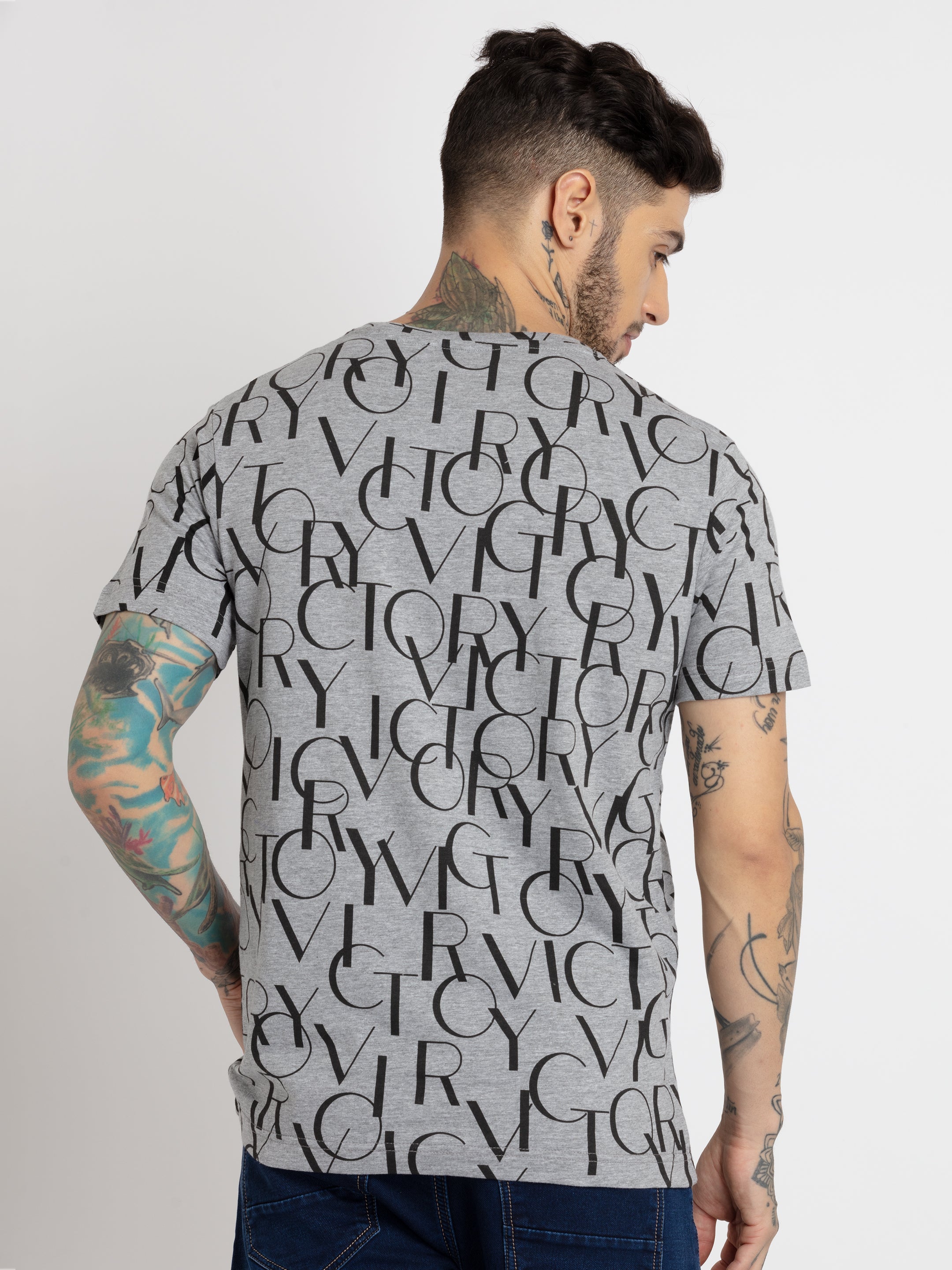 Mens All Over Printed Round Neck T-shirt
