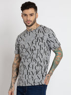 Mens All Over Printed Round Neck T-shirt