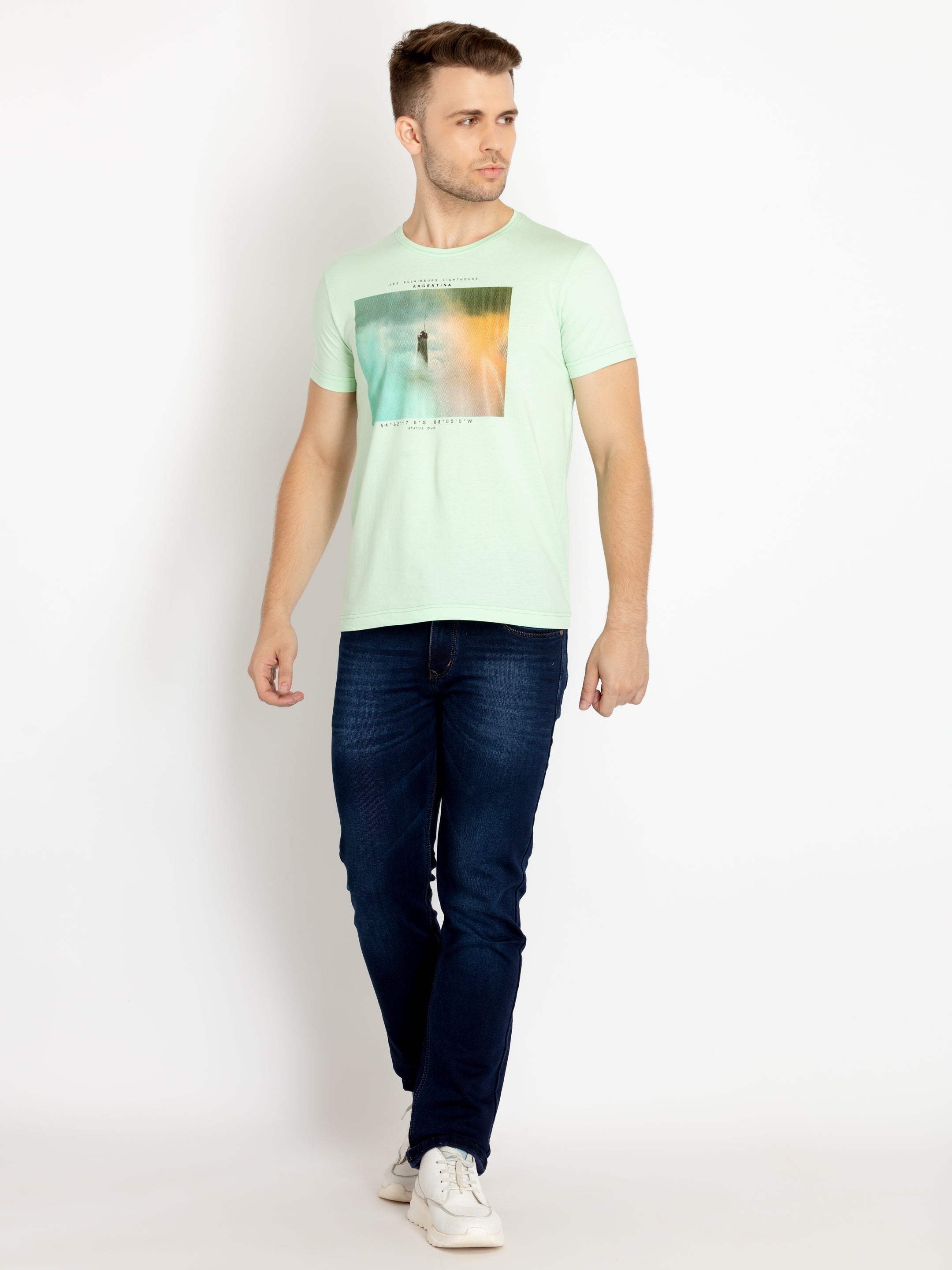 Mens Printed Round Neck T-shirts