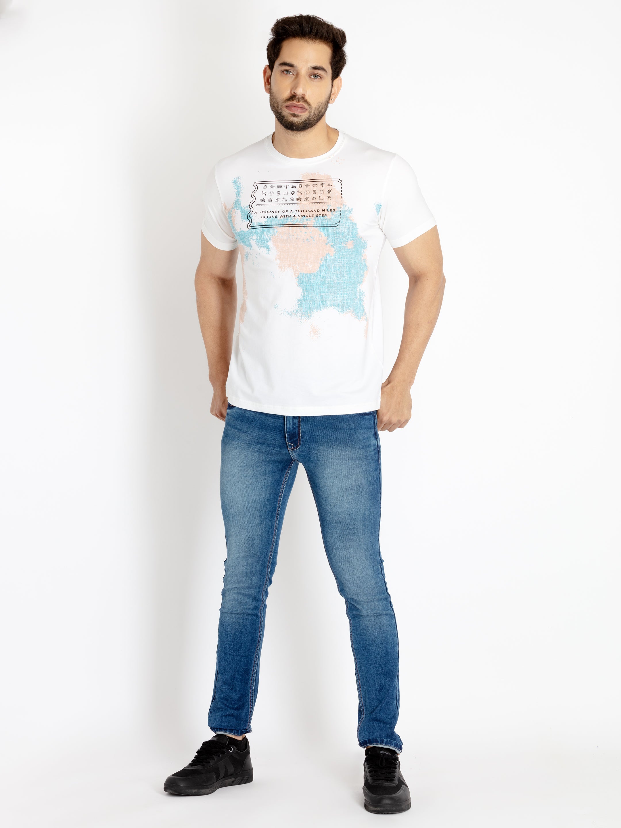 Mens Printed Round Neck T-shirt