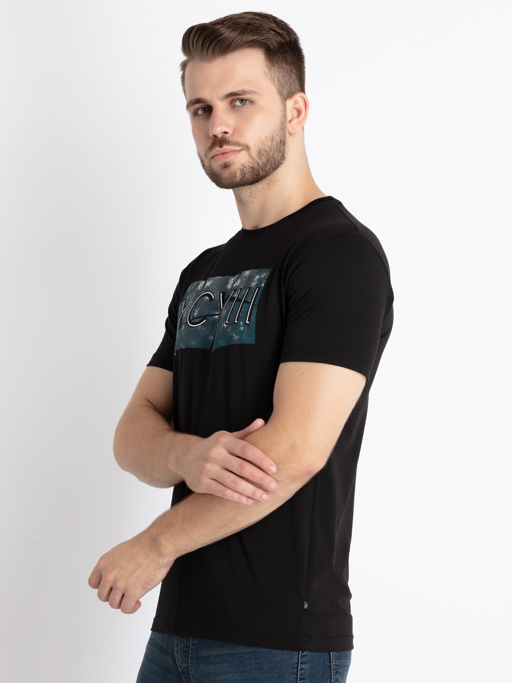 Mens Printed Round Neck T-Shirt Secondary image