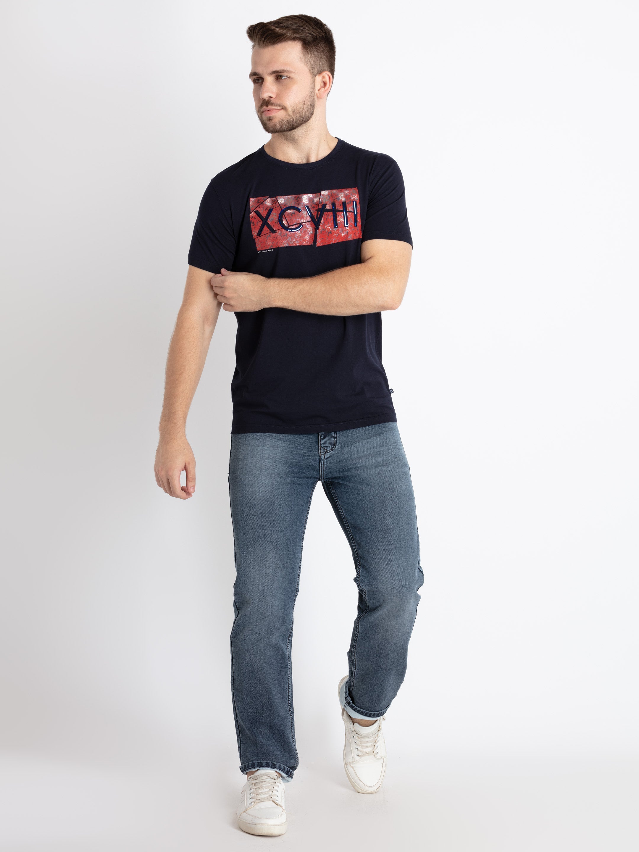 Mens Printed Round Neck T-Shirt