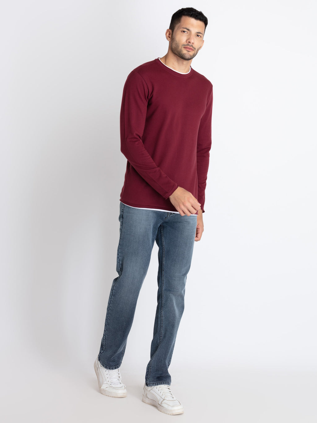 Mens Solid Round Neck T-Shirt