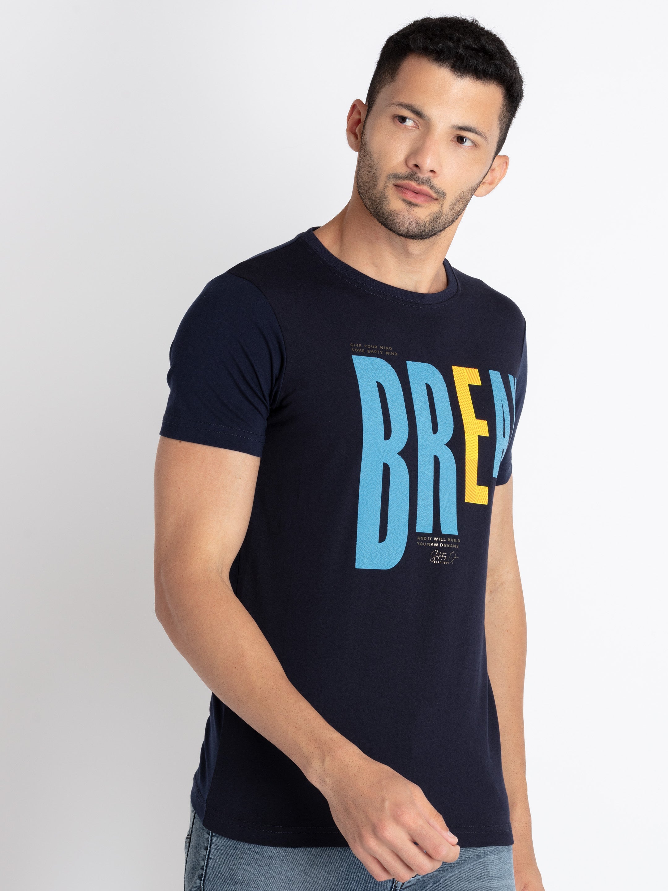Mens Printed Round Neck T-Shirt