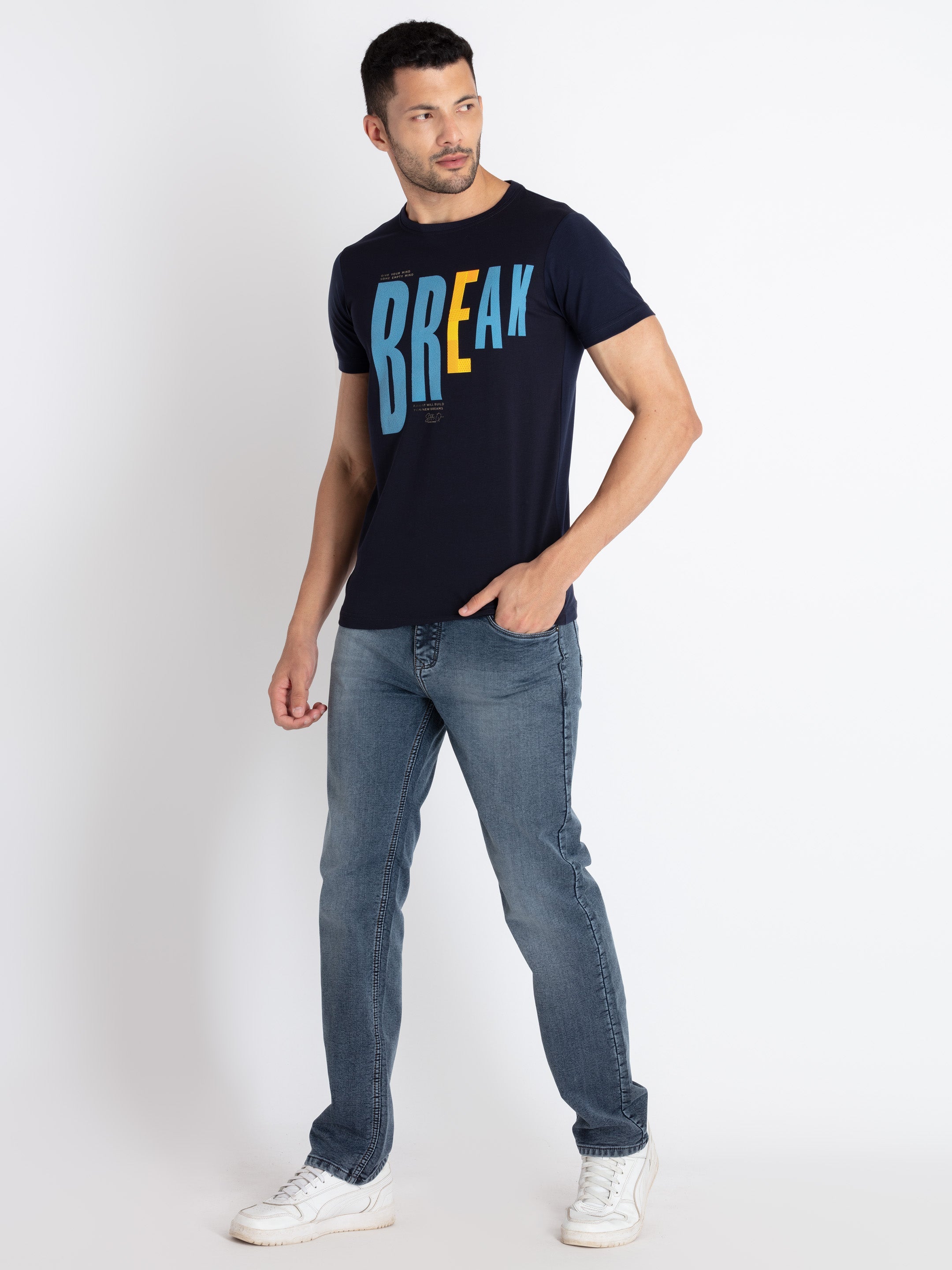 Mens Printed Round Neck T-Shirt