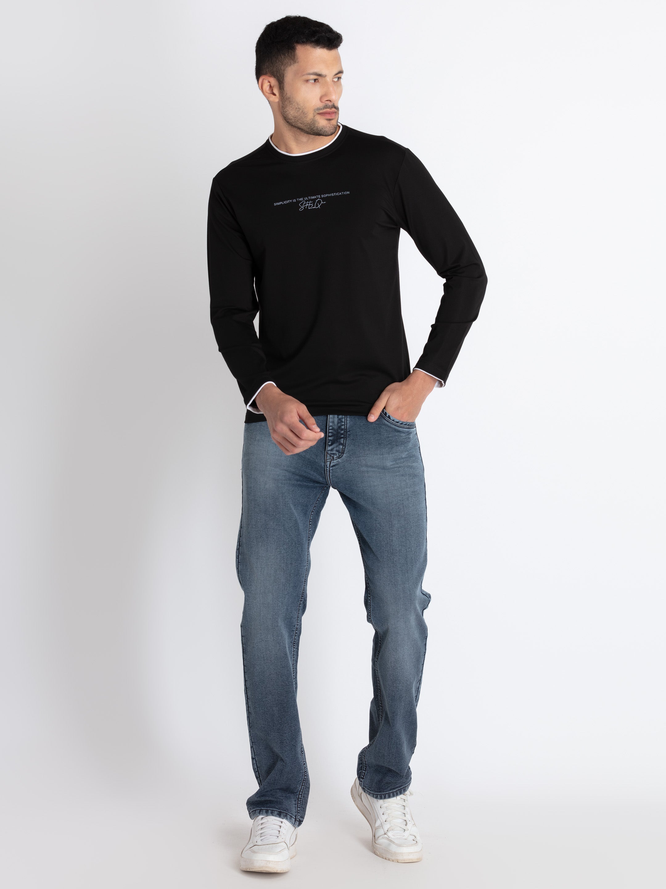Mens Solid Round Neck T-Shirt