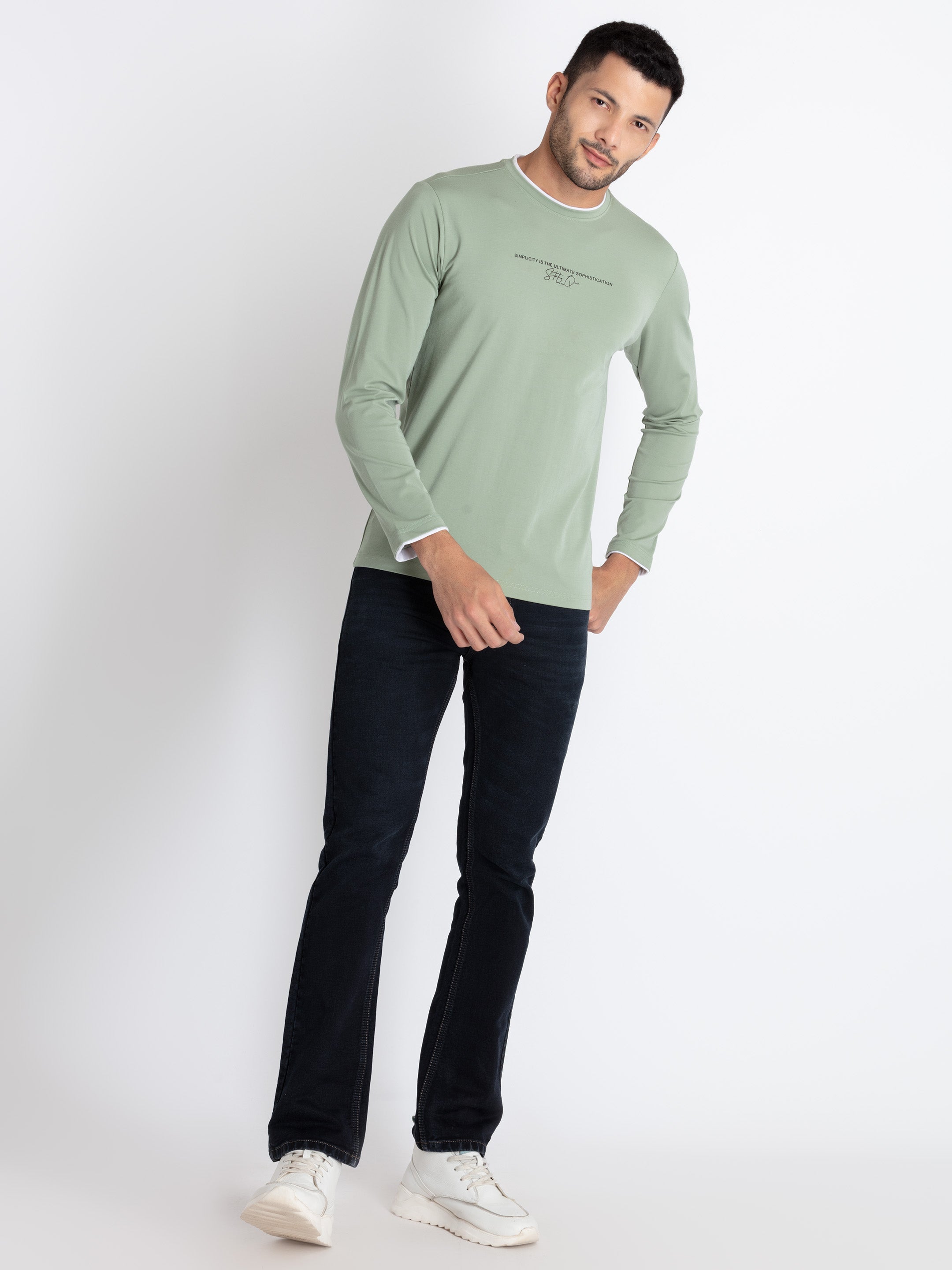 Mens Solid Round Neck T-Shirt