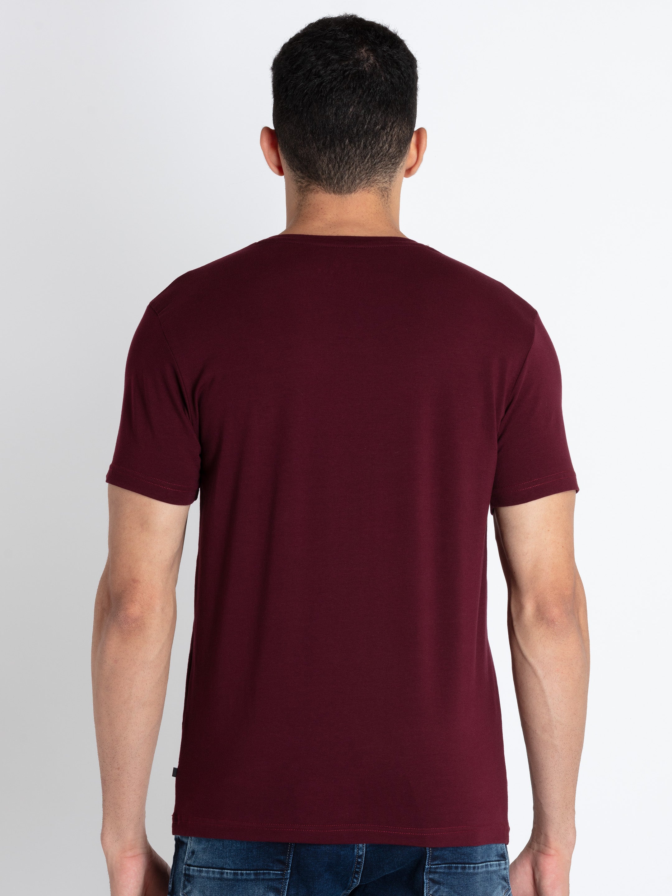 Mens Solid Round Neck T-Shirt