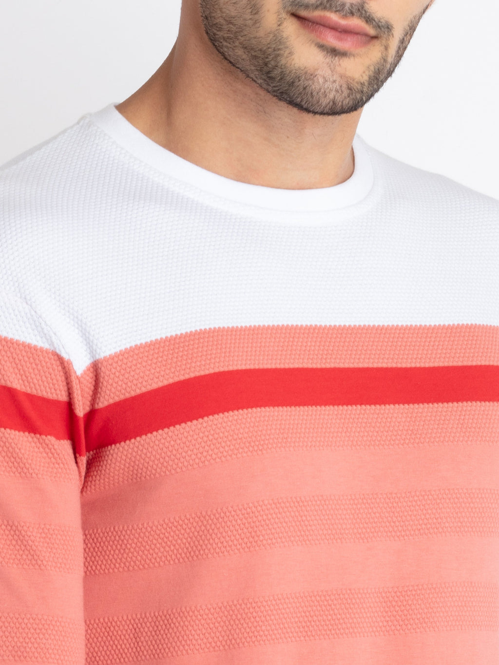 Mens Striped Round Neck T-Shirt
