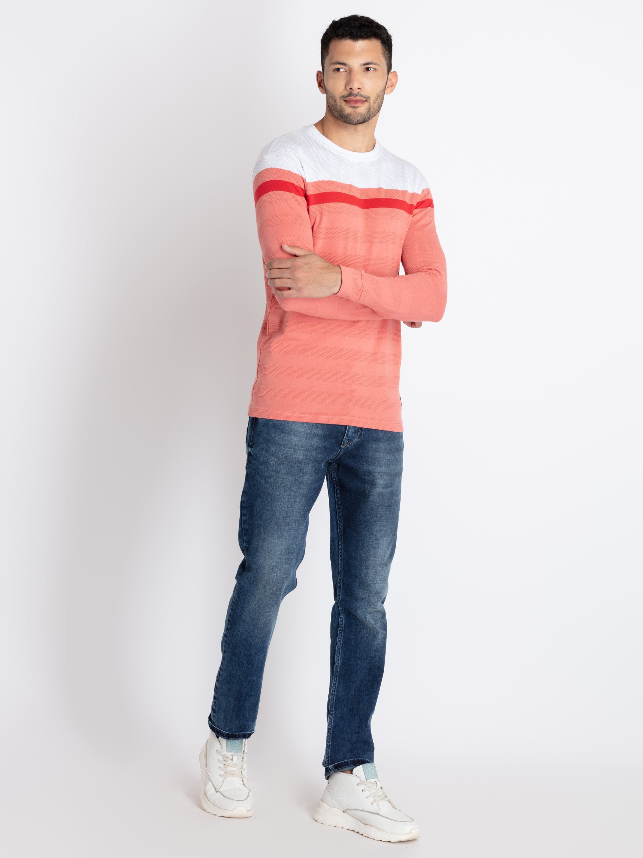 Mens Striped Round Neck T-Shirt
