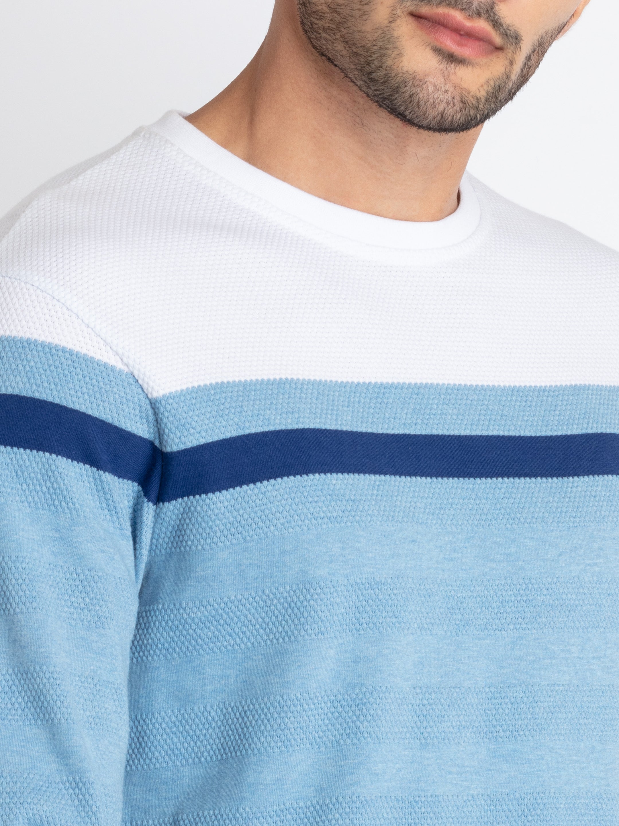 Mens Striped Round Neck T-Shirt