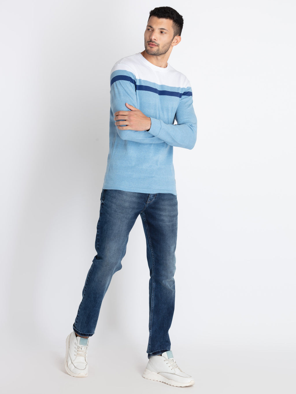Mens Striped Round Neck T-Shirt