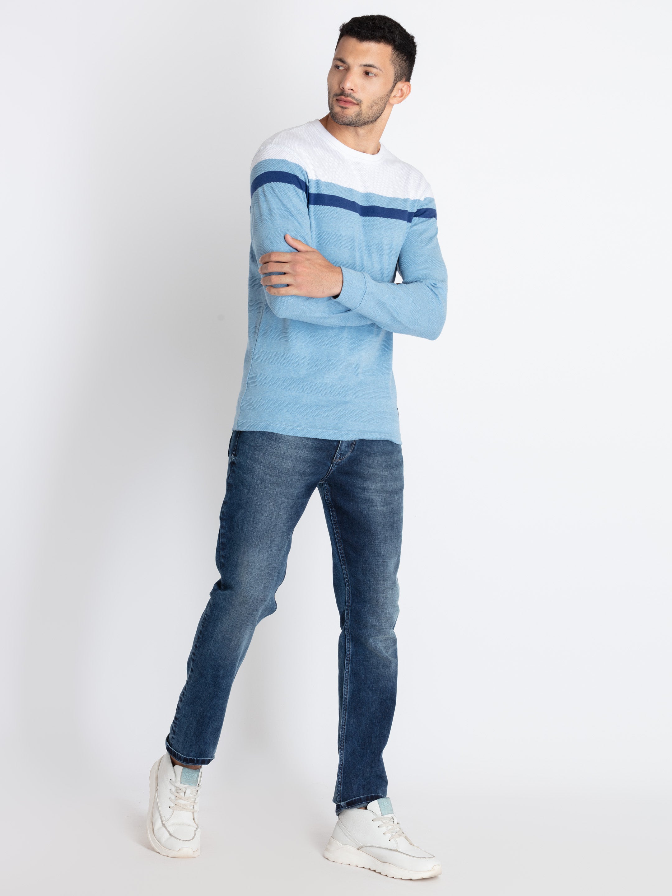 Mens Striped Round Neck T-Shirt