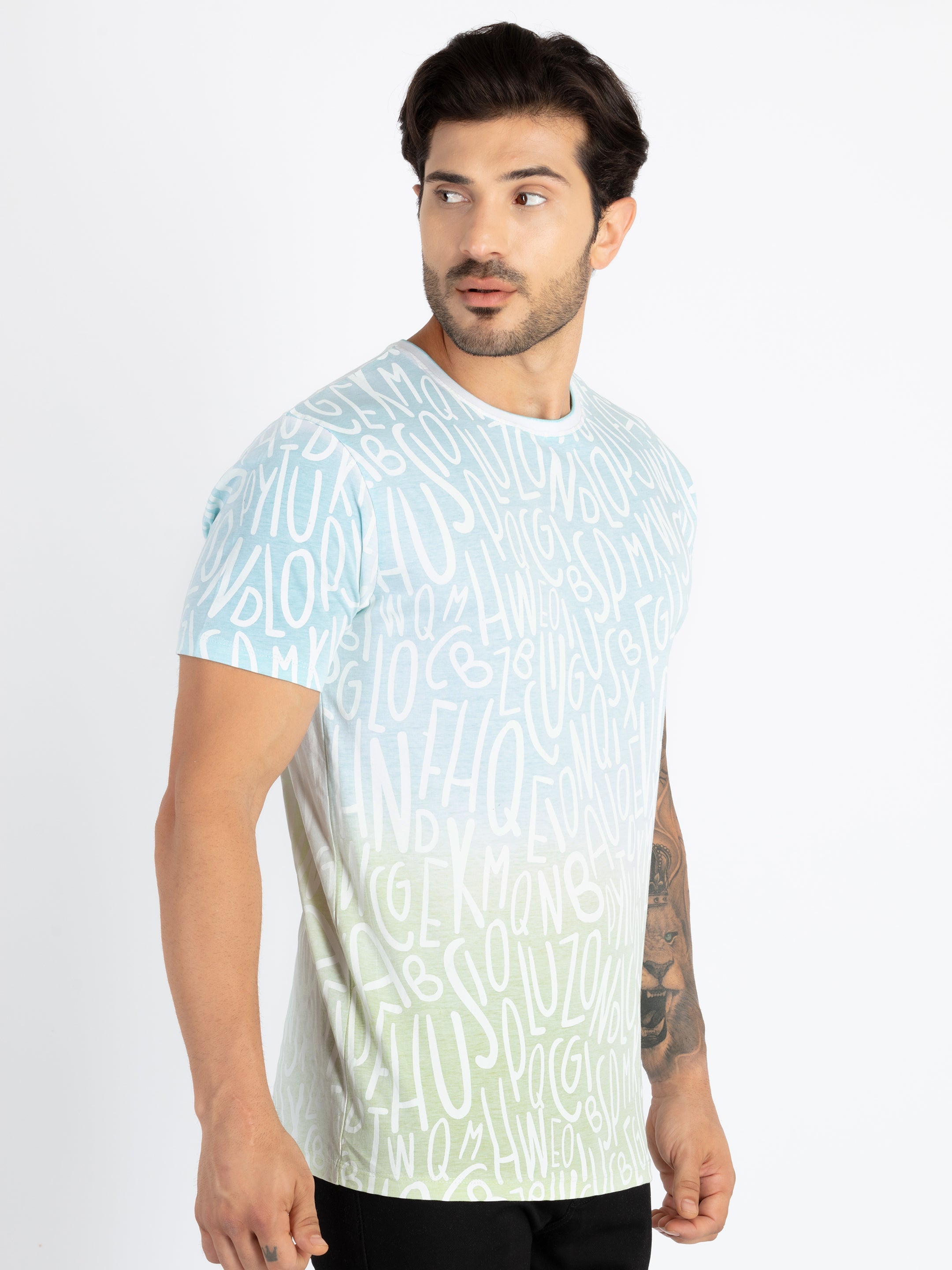 Mens All Over Printed Round Neck T-Shirt