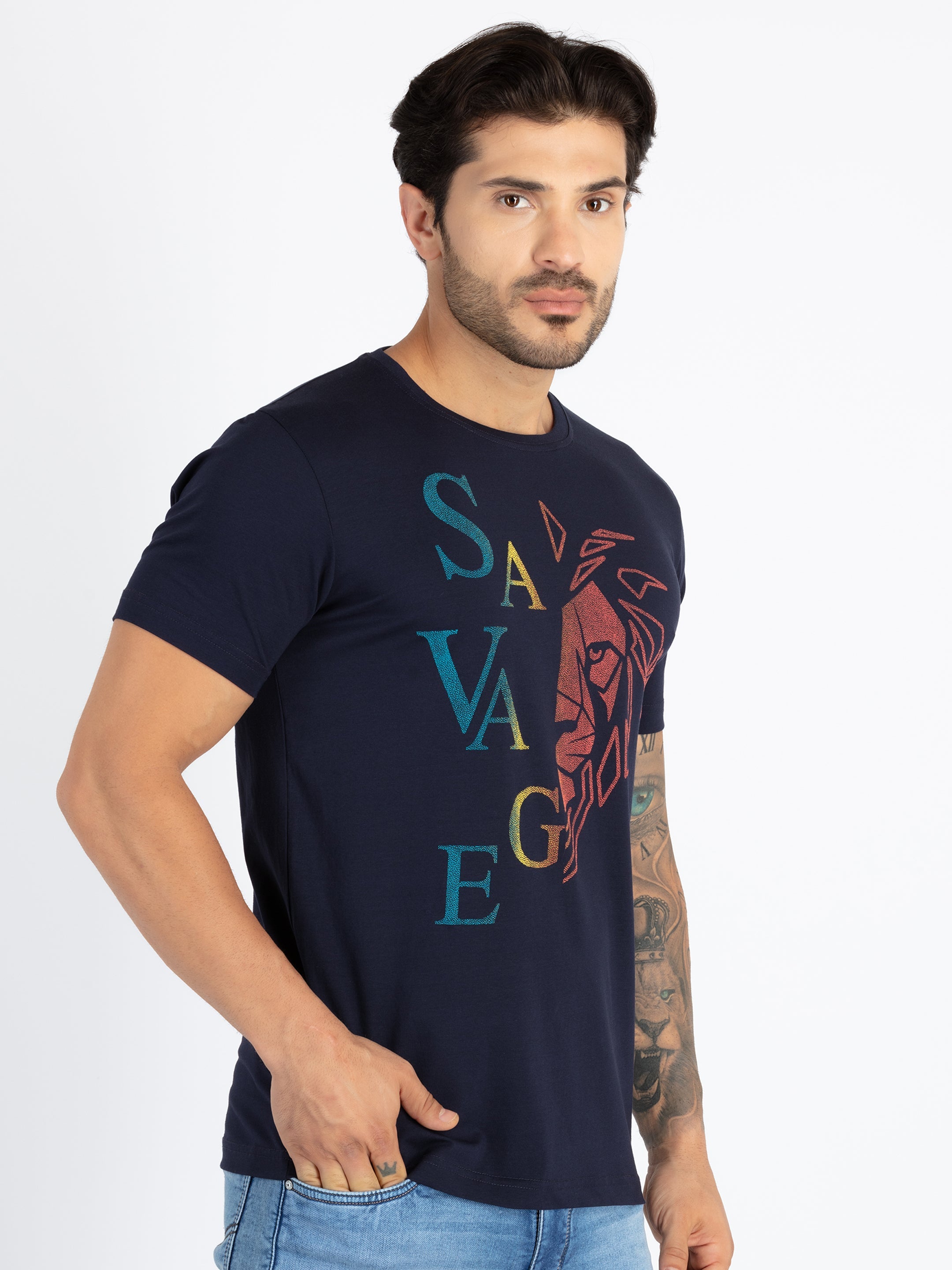 Mens Printed Round Neck T-Shirt Secondary image