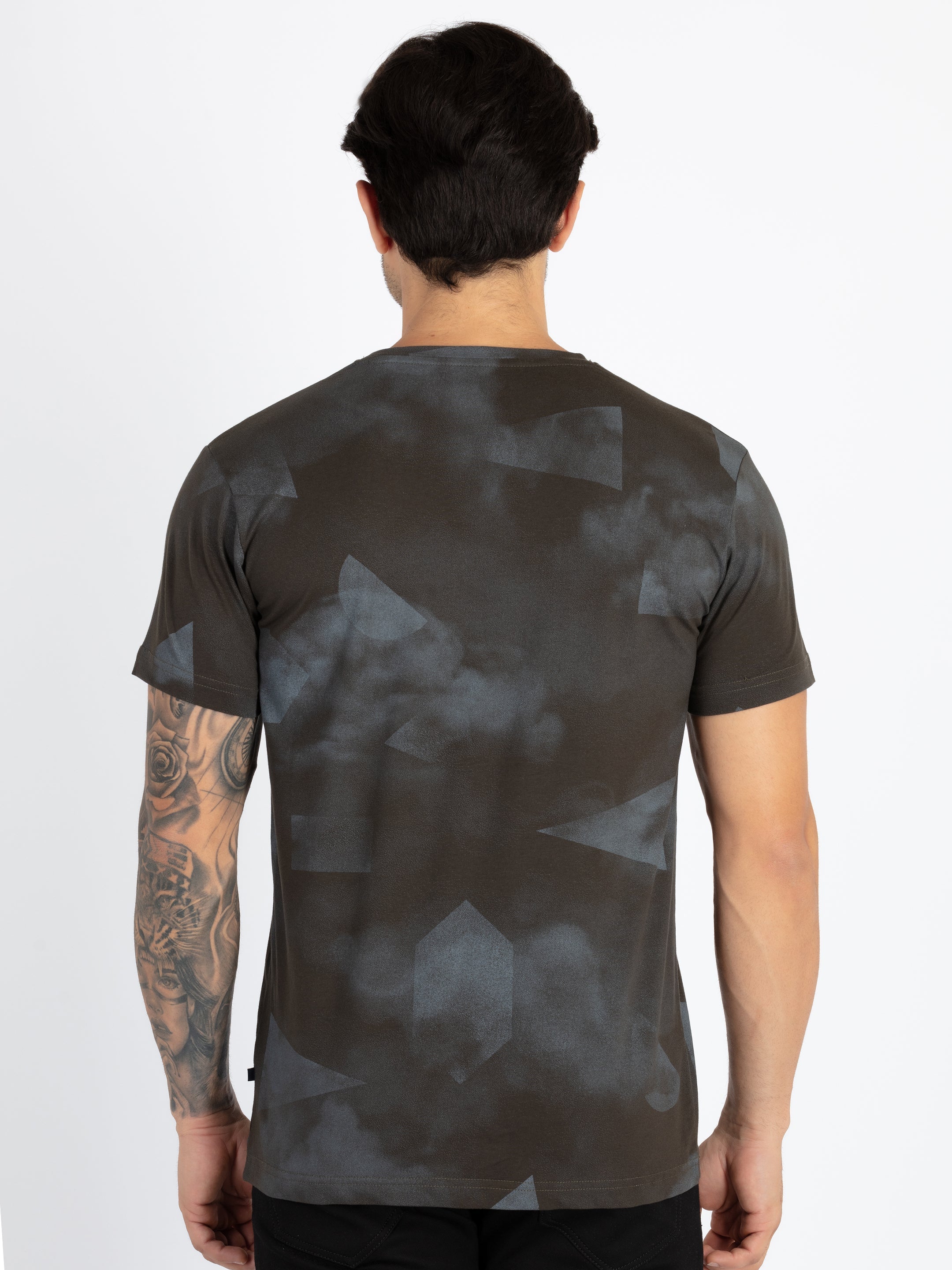 Mens All Over Printed Round Neck T-Shirt