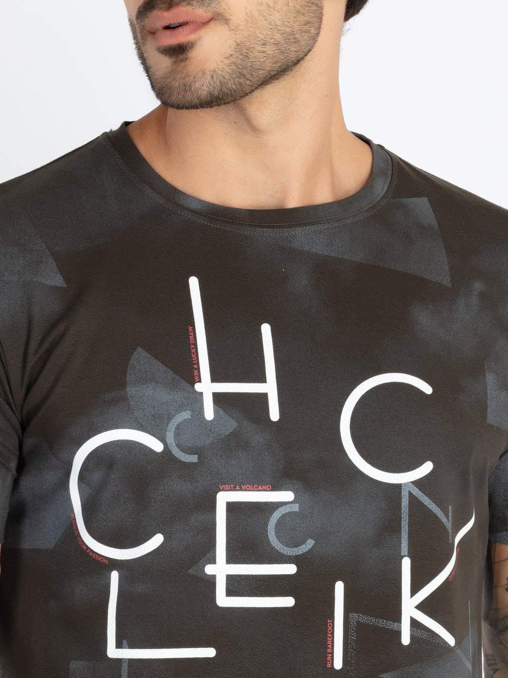 Mens All Over Printed Round Neck T-Shirt