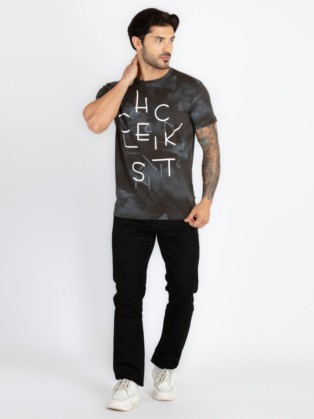 Mens All Over Printed Round Neck T-Shirt