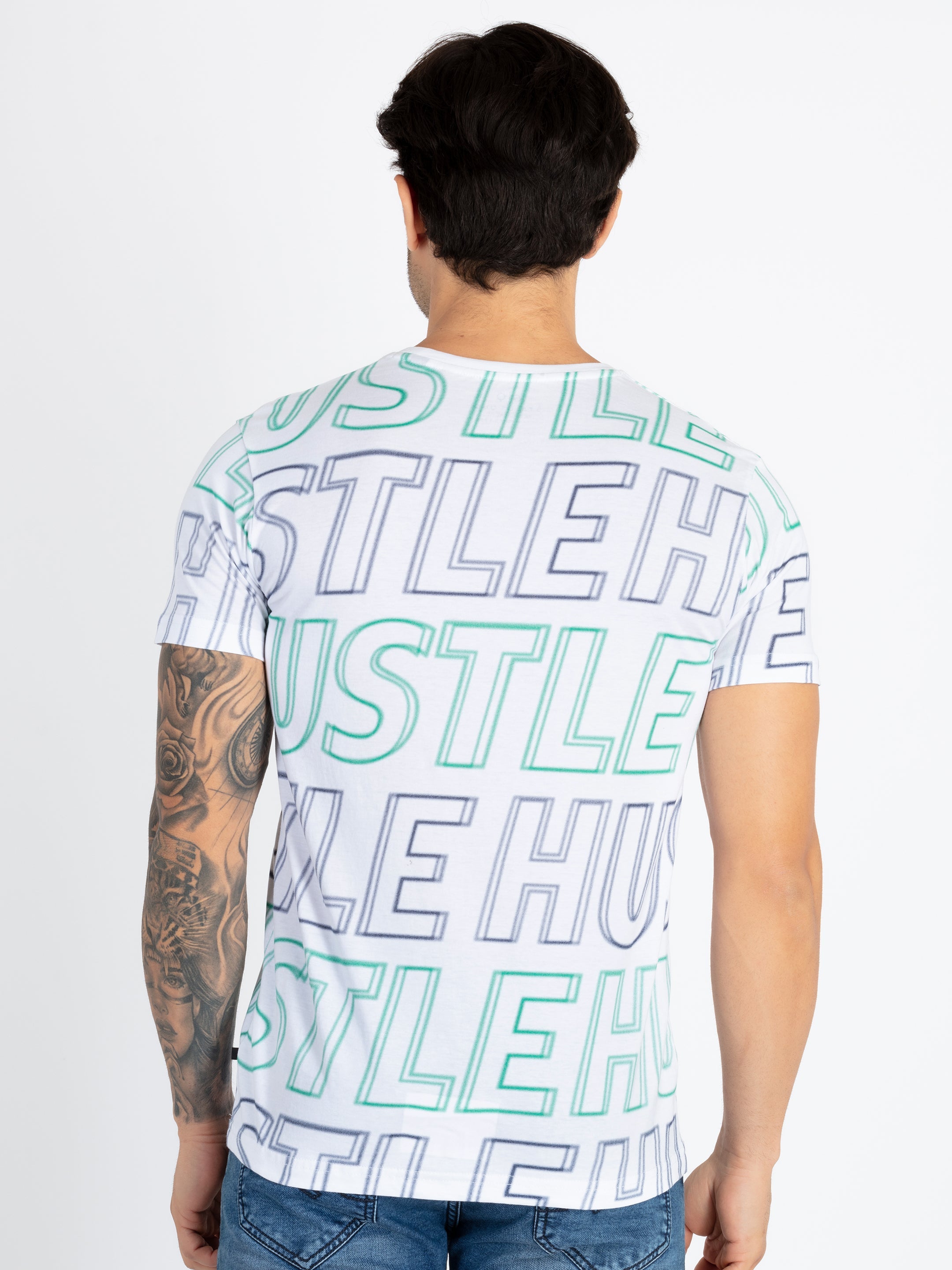 Mens All Over Printed Round Neck T-Shirt