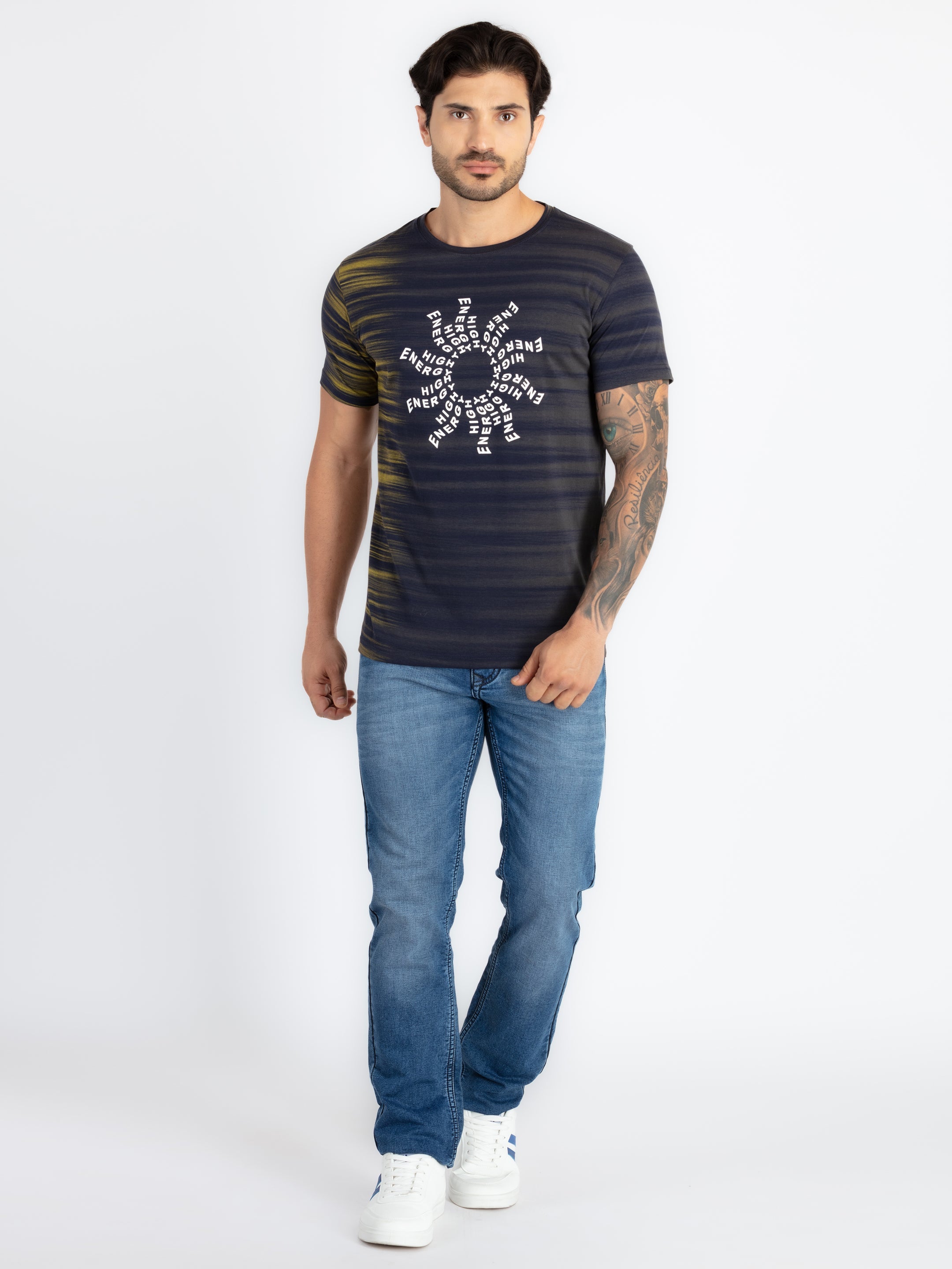 Mens All Over Printed Round Neck T-Shirt