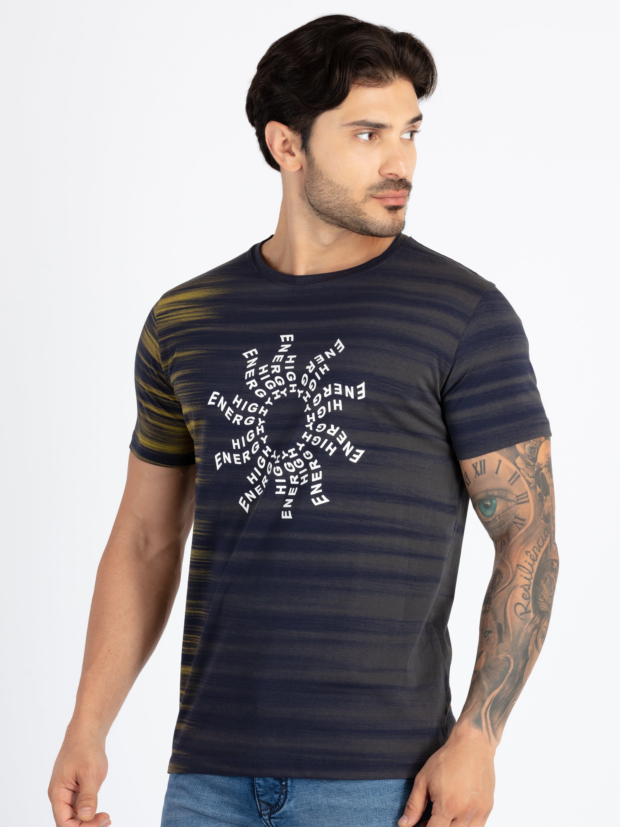 Mens All Over Printed Round Neck T-Shirt