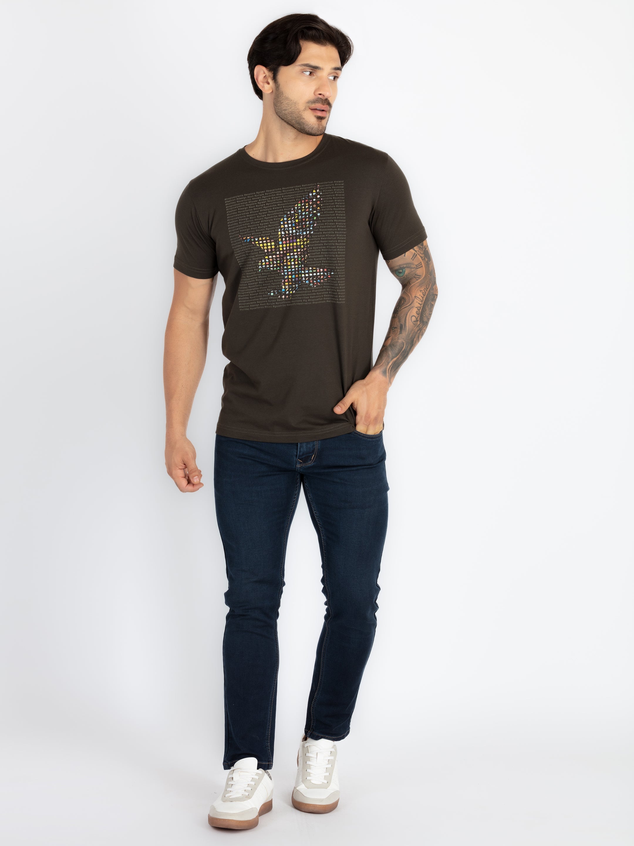 Mens Printed Round Neck T-Shirt