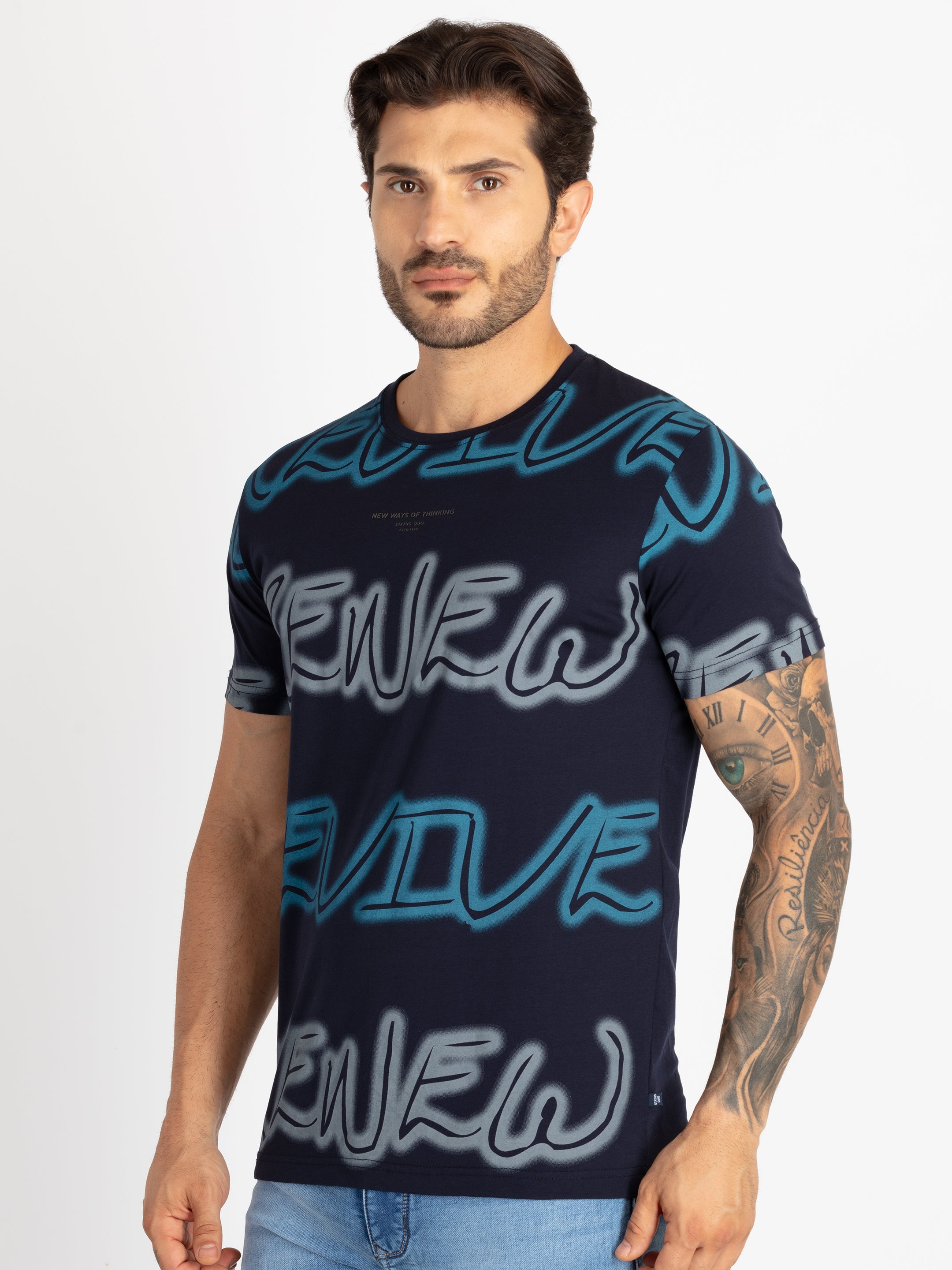 Mens Printed Round Neck T-Shirt Secondary image