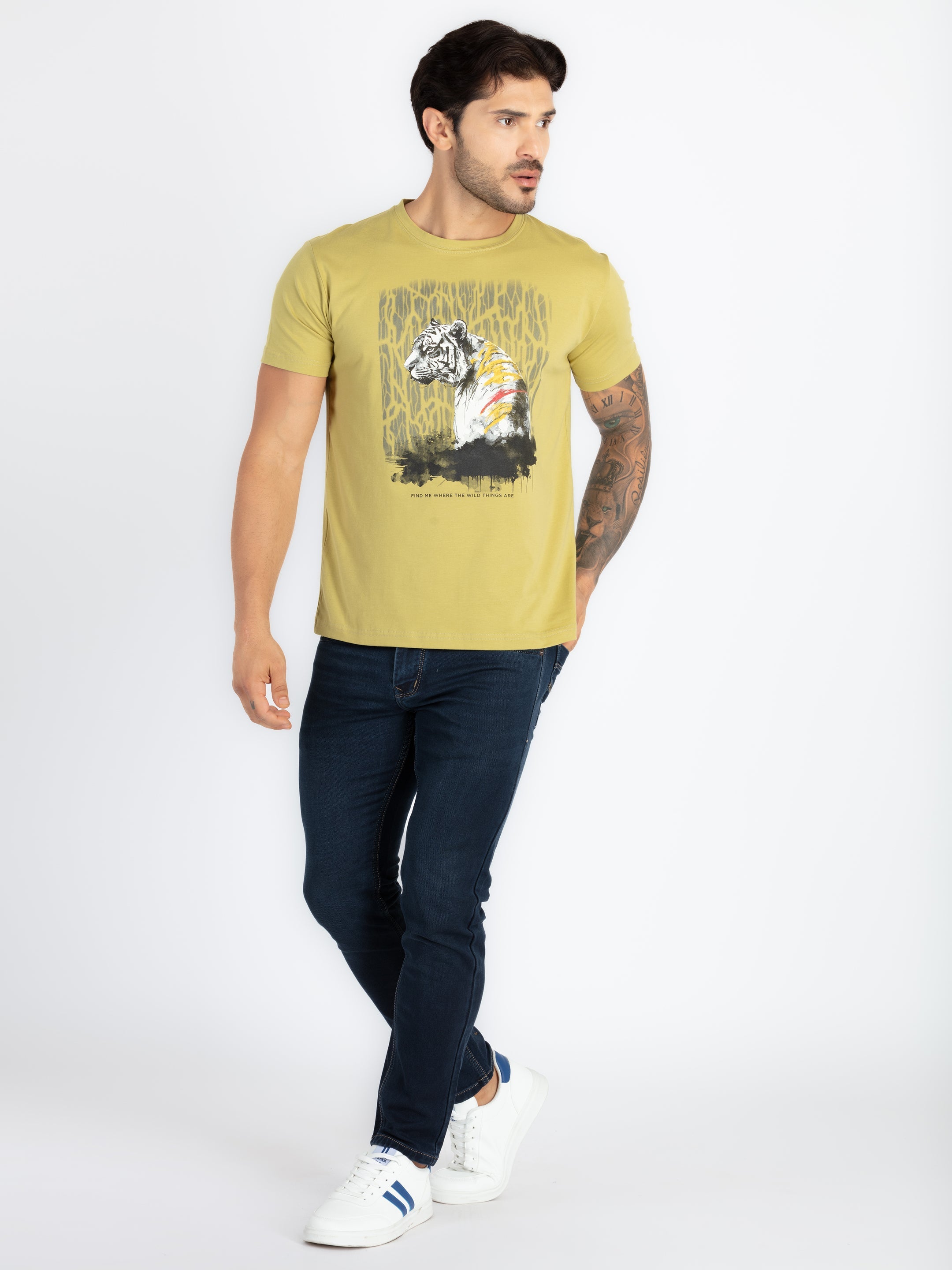 Mens Printed Round Neck T-Shirt