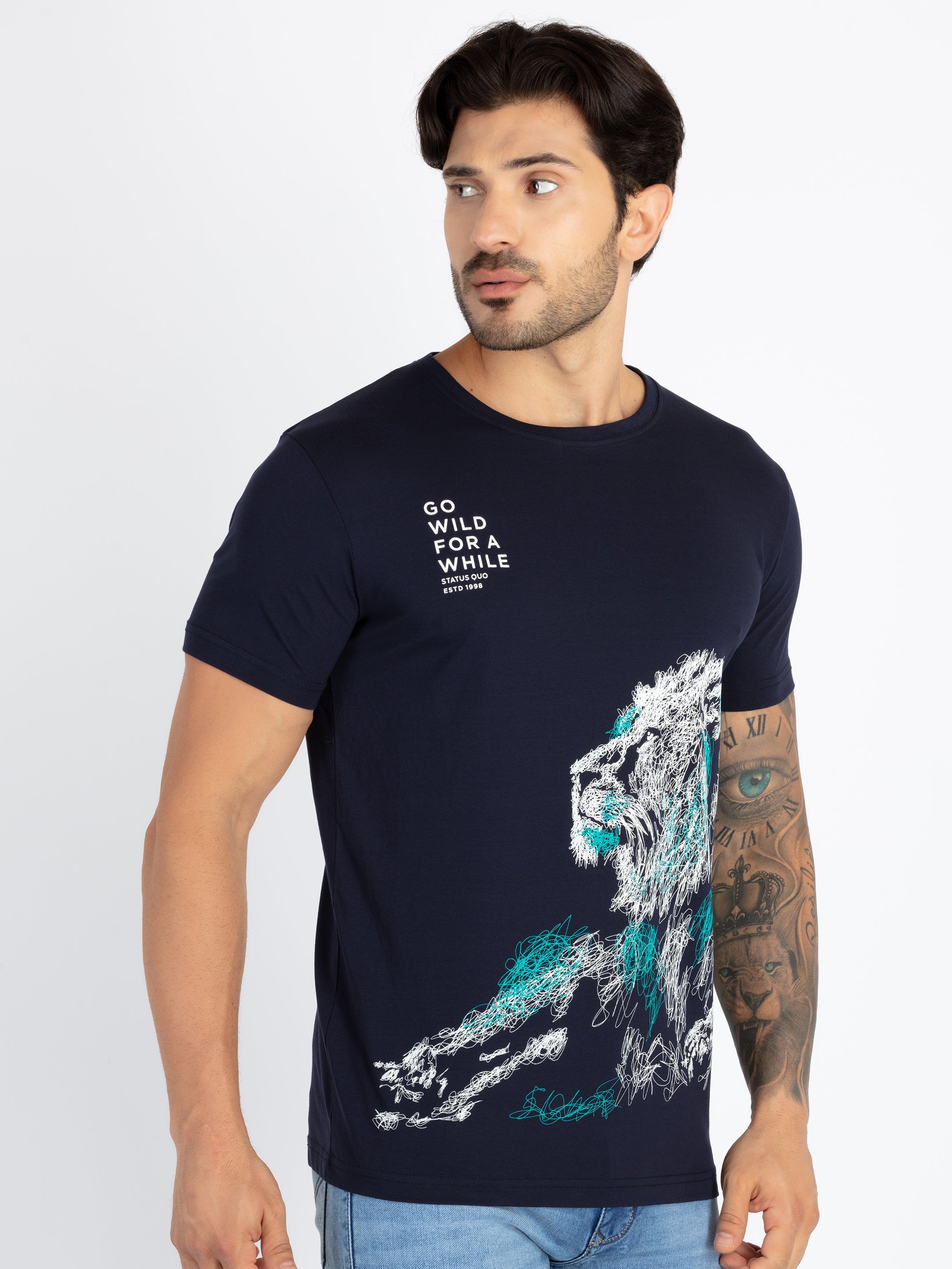 Mens Printed Round Neck T-Shirt