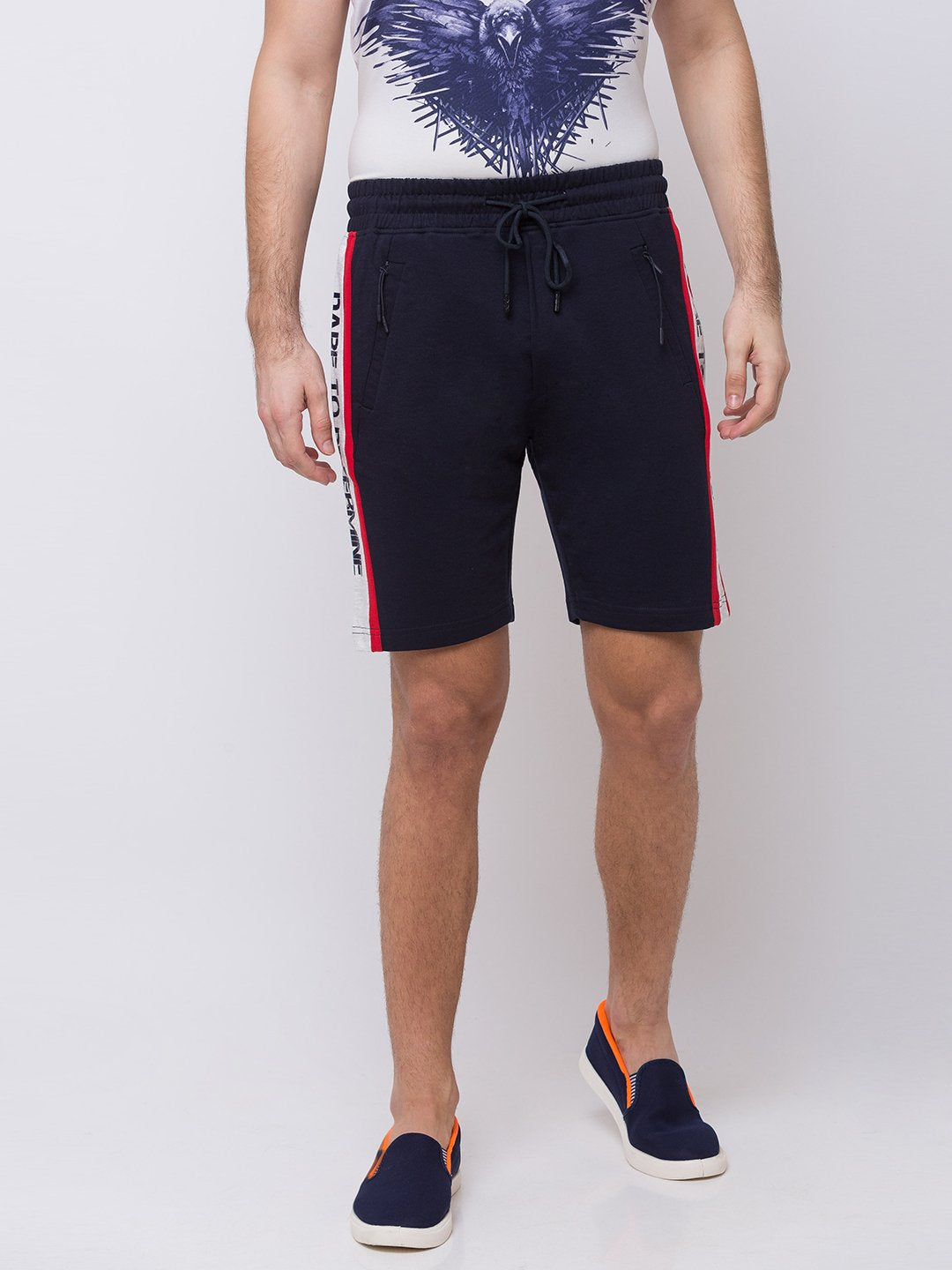 Status Quo |Navy Printed Kintted Shorts - M, L, XL, XXL