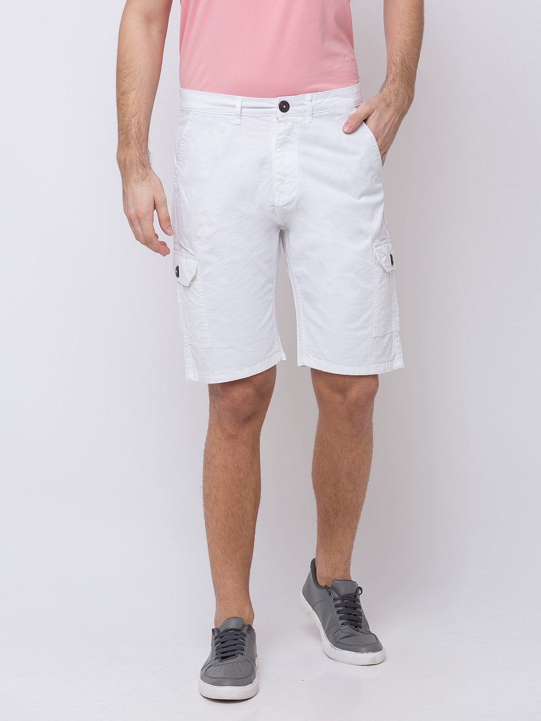 Status Quo |White Solid Woven Shorts - M, L, XL, XXL