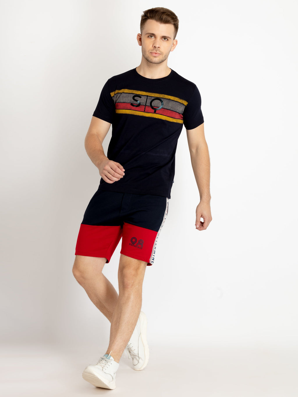 Mens Colourblocked Regular Fit Shorts