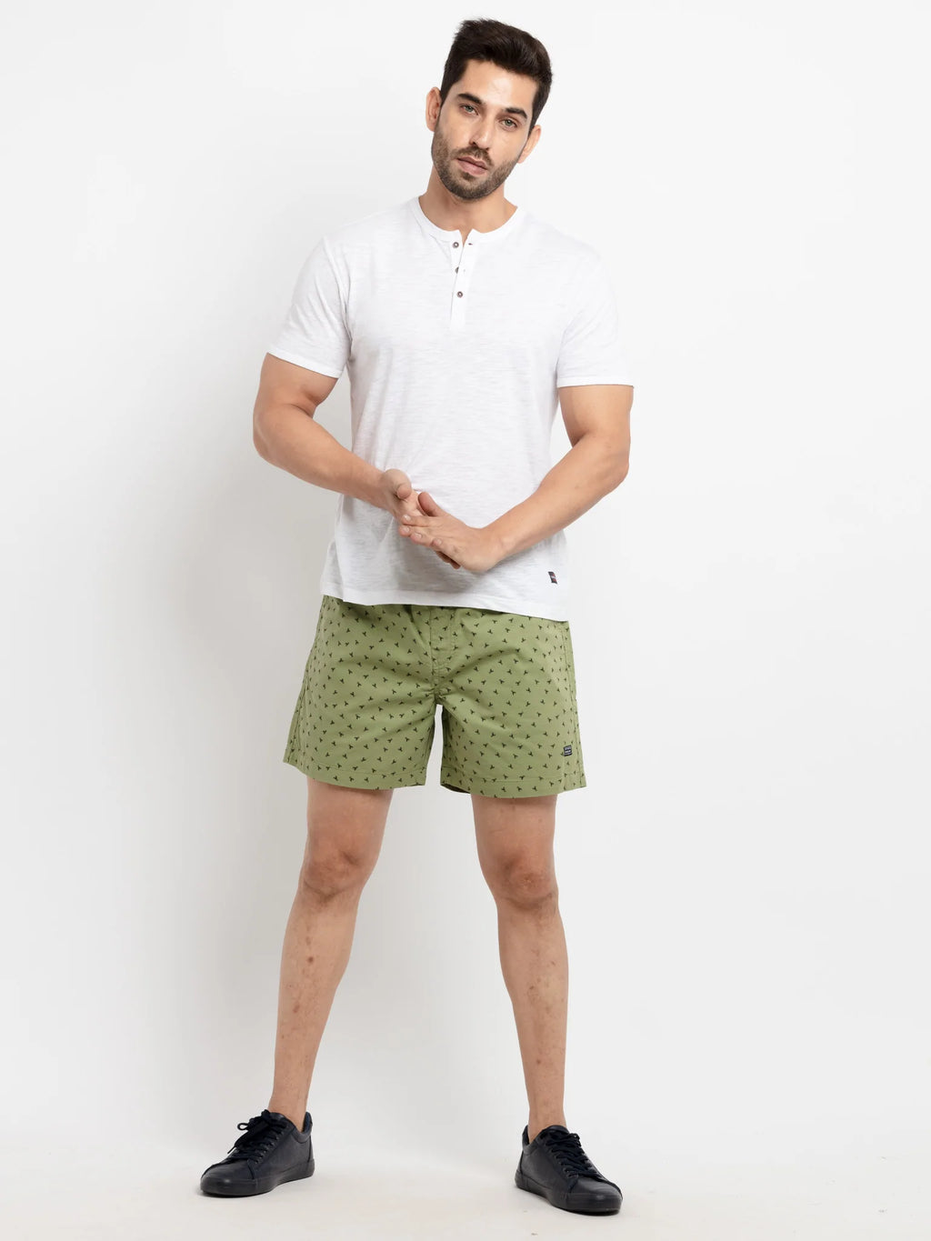 Mens Solid Regular Fit Shorts