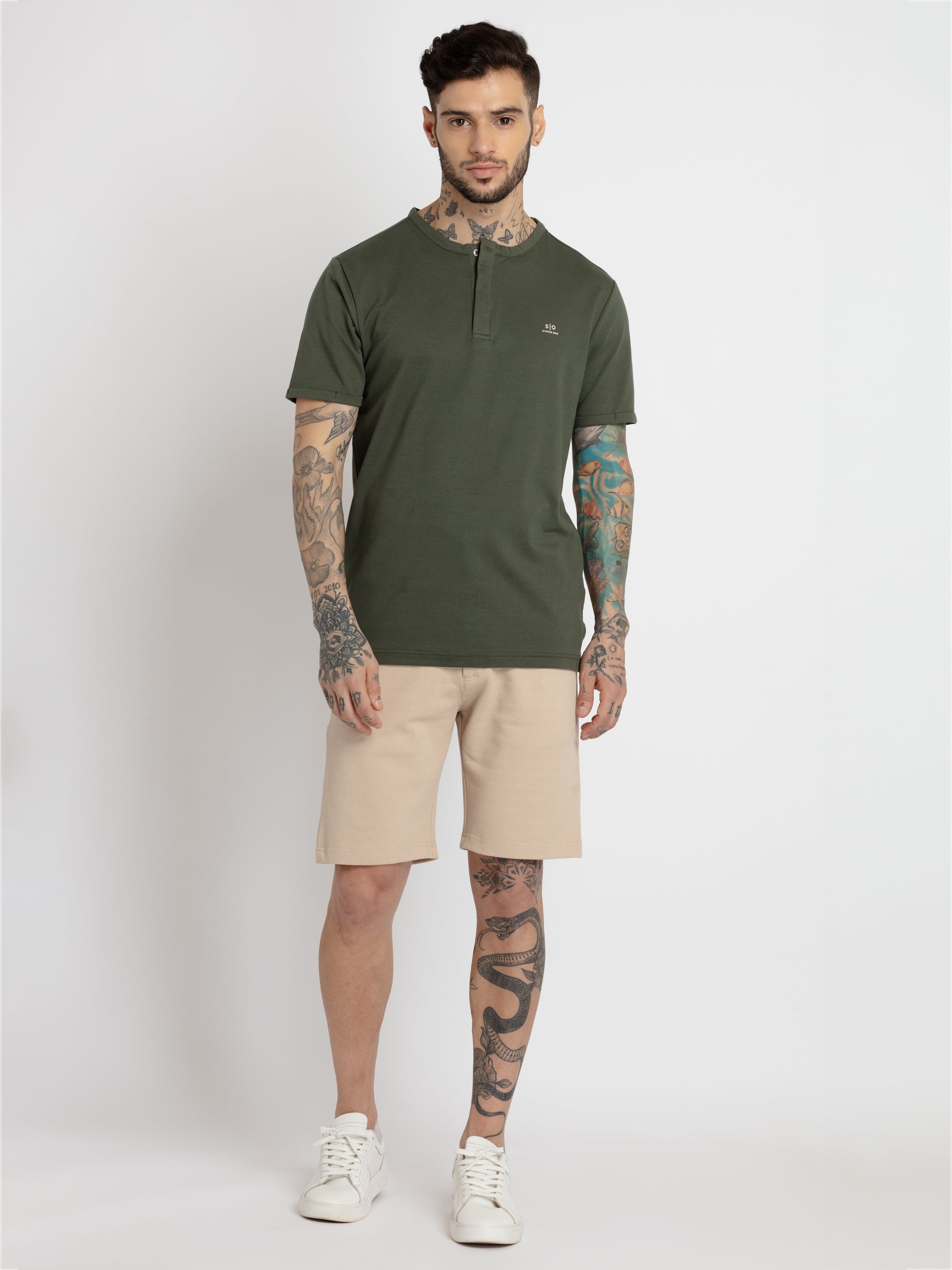 Mens Solid Regular Fit Shorts