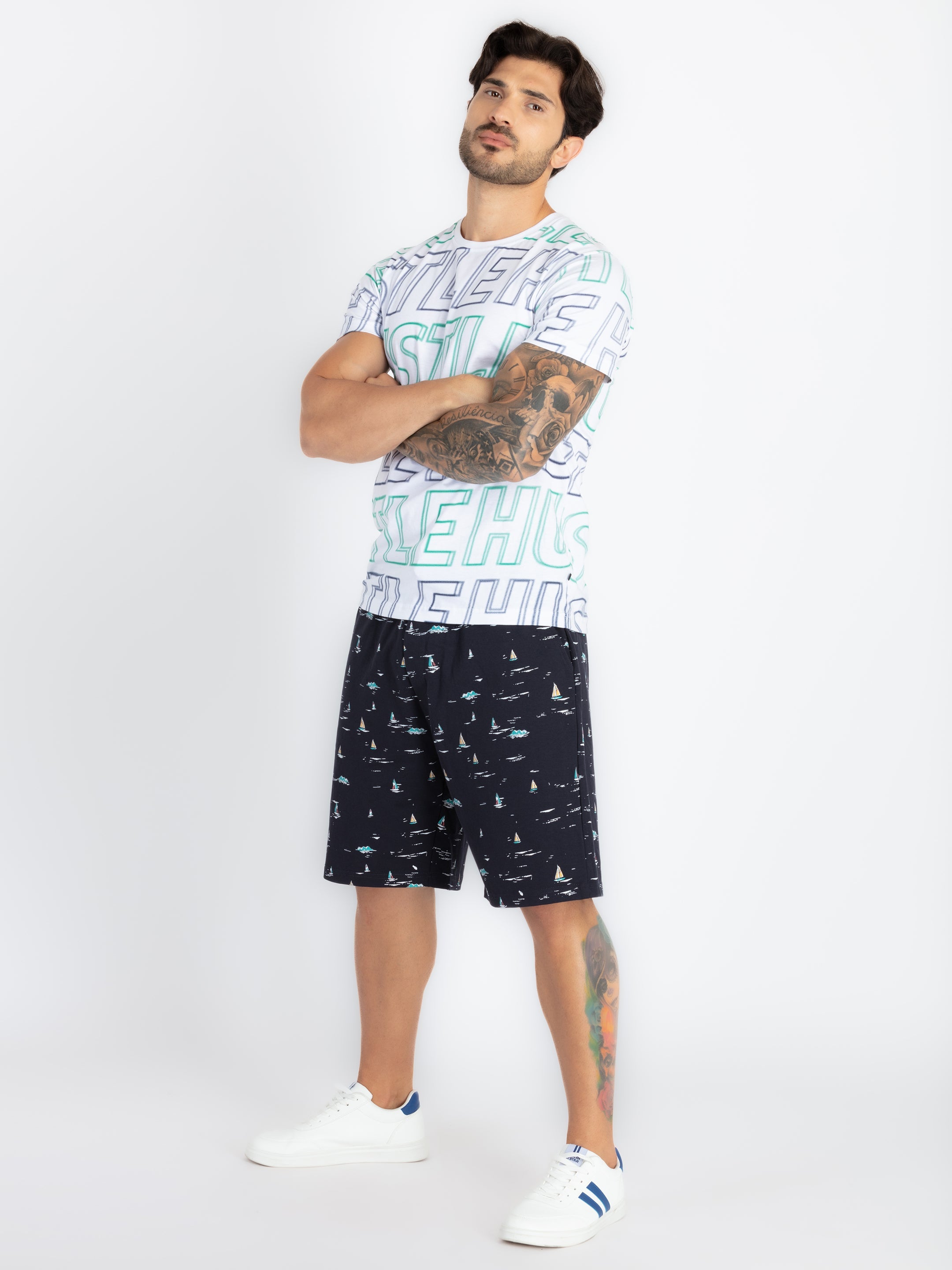 Mens All Over Printed Regular Fit Shorts