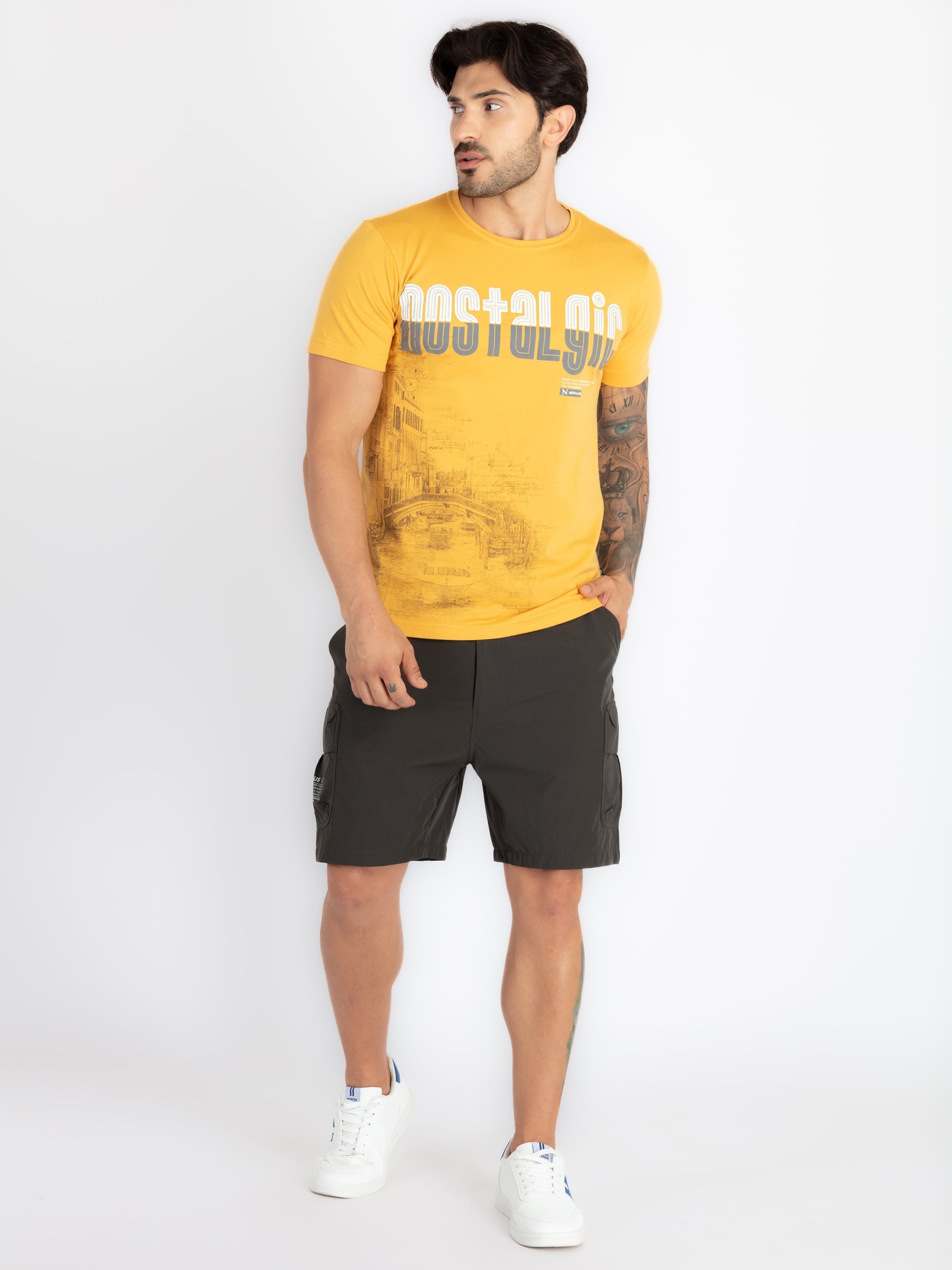 Mens Solid Regular Fit Shorts