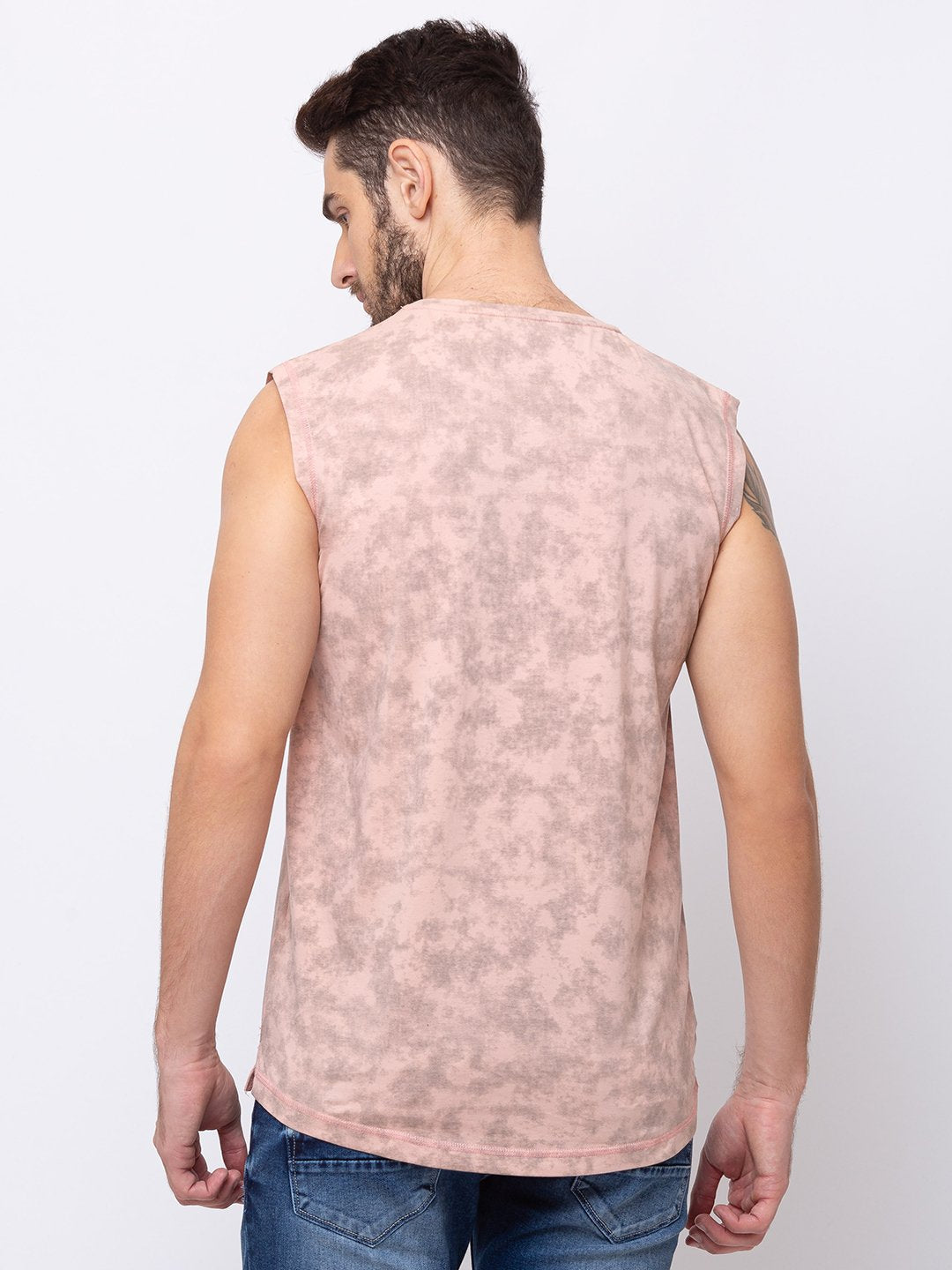 Printed Sleevless Round Neck T-Shirt