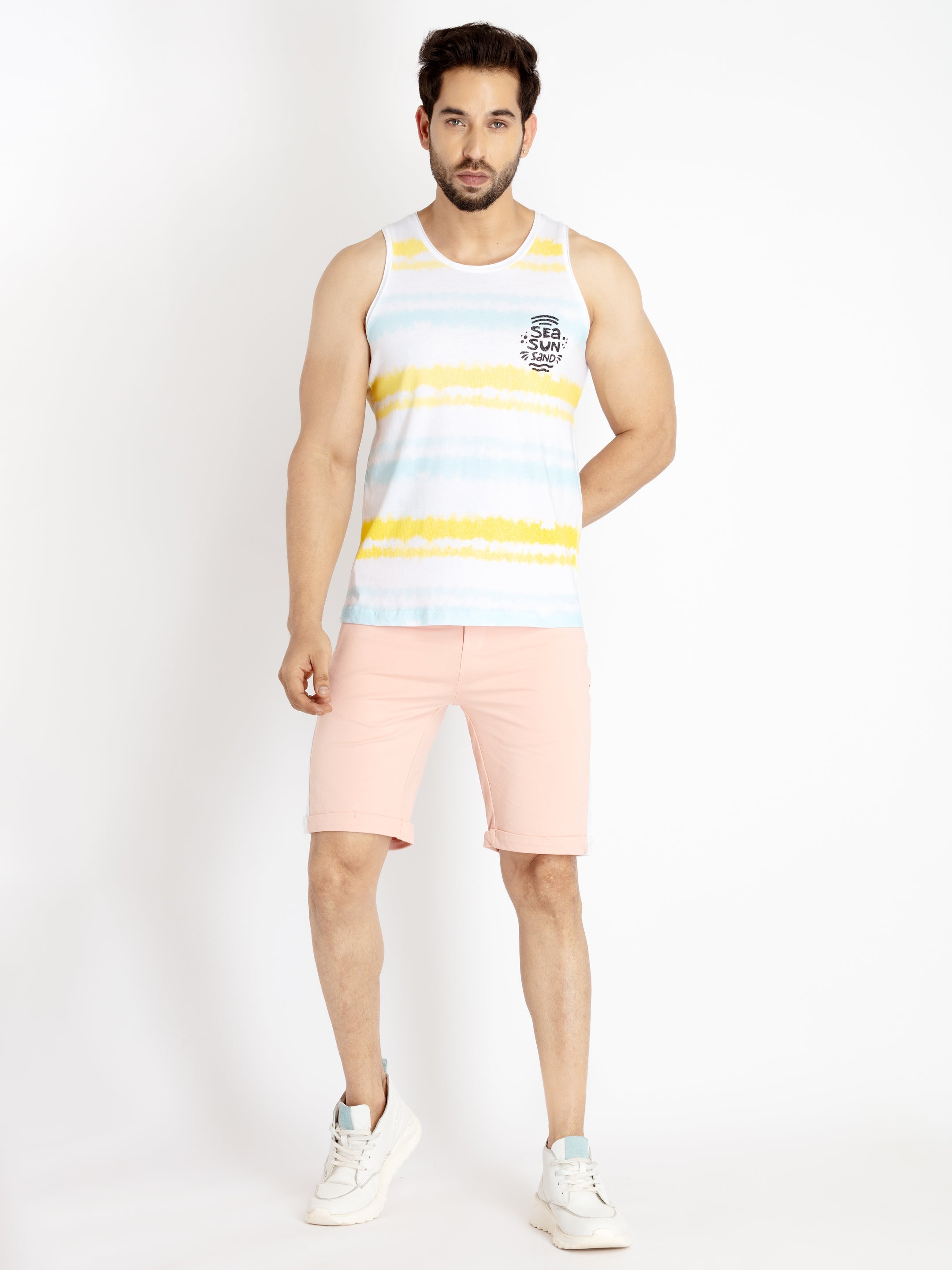 Mens Printed Round Neck Sleeveless T-Shirt