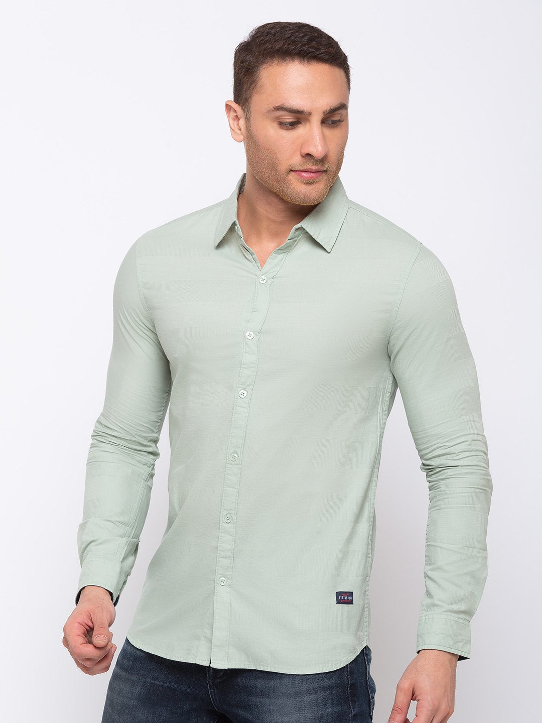Solid Cotton Slim Fit Shirt