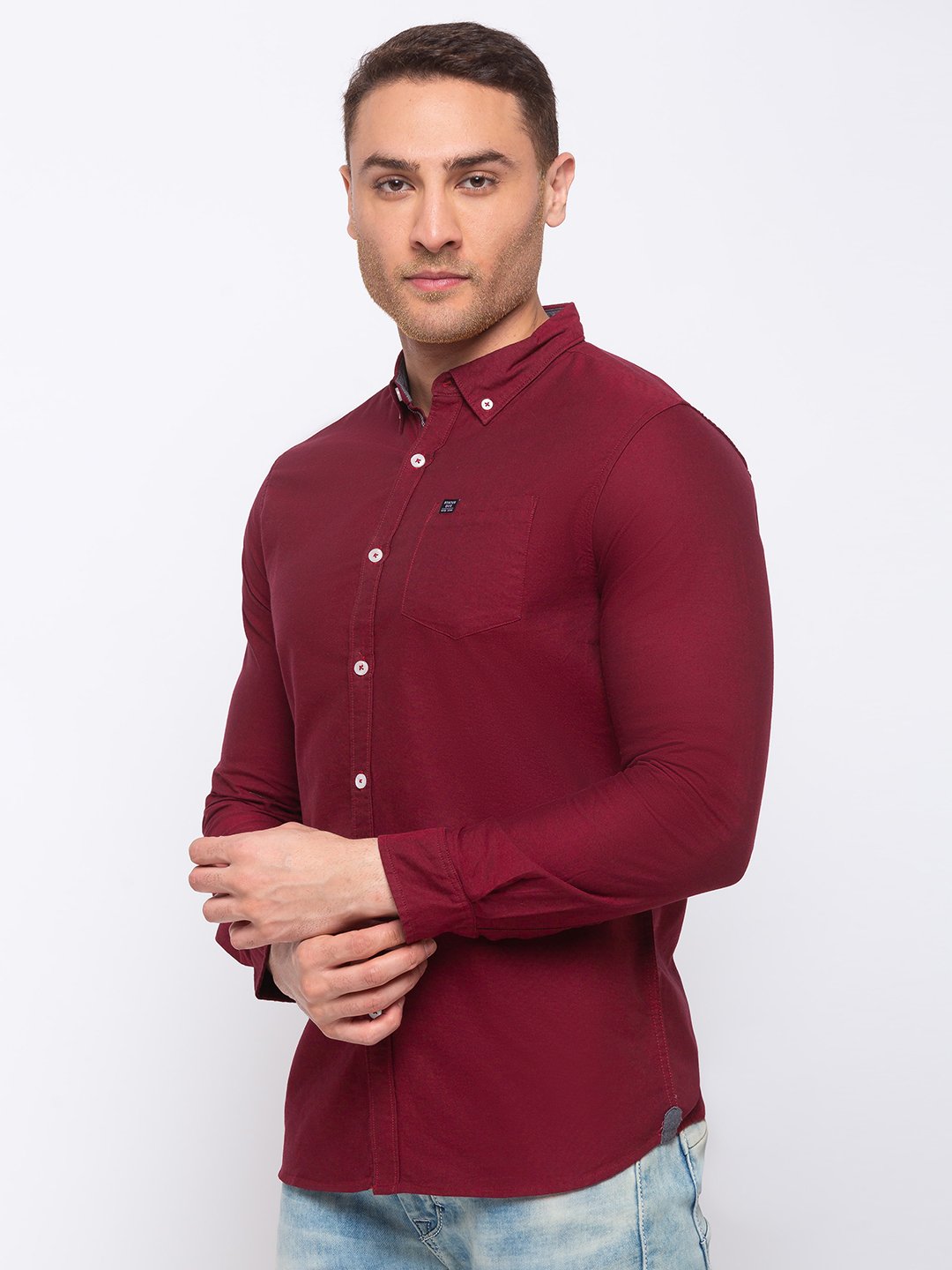 Solid Cotton Slim Fit Shirt