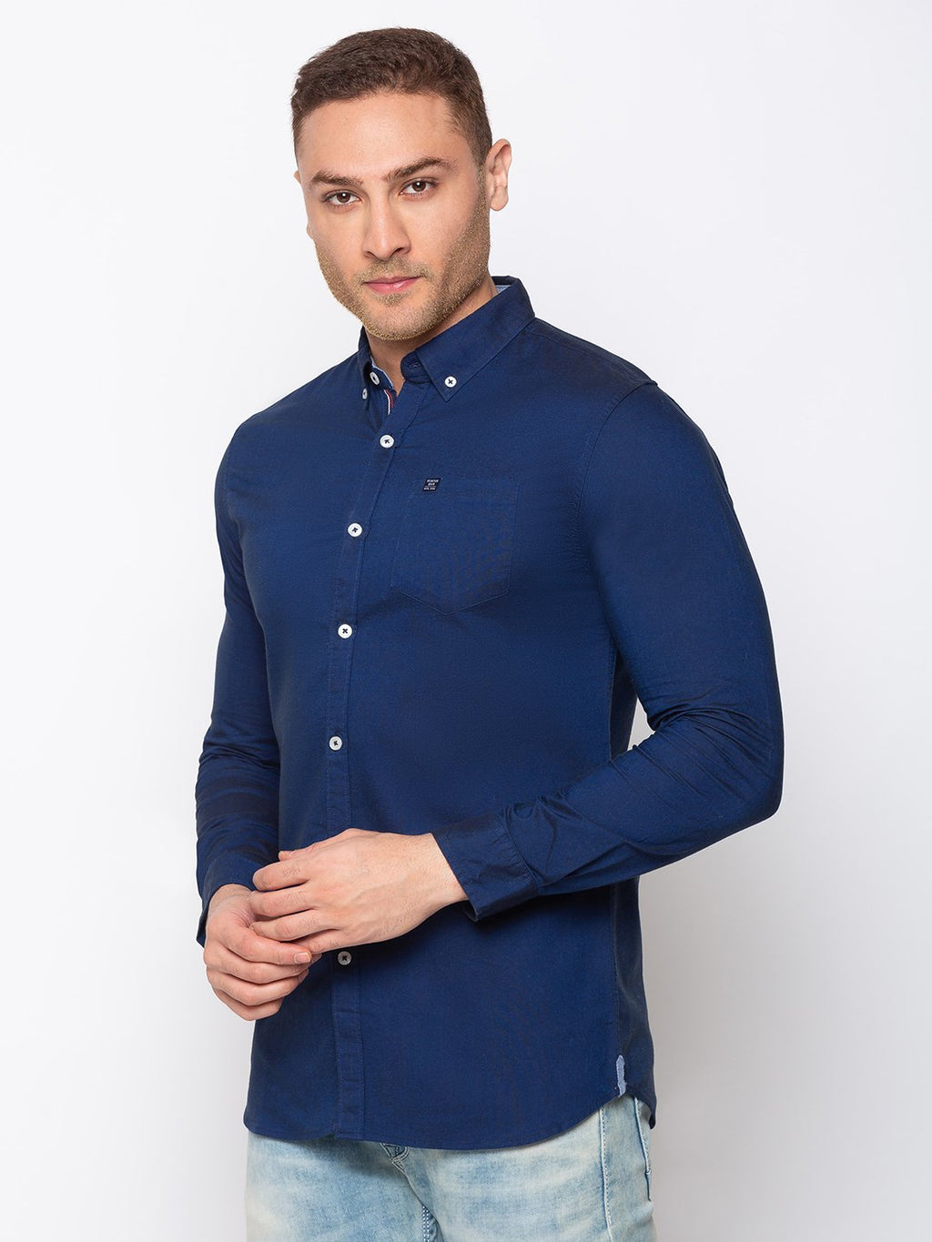 Solid Cotton Slim Fit Shirt
