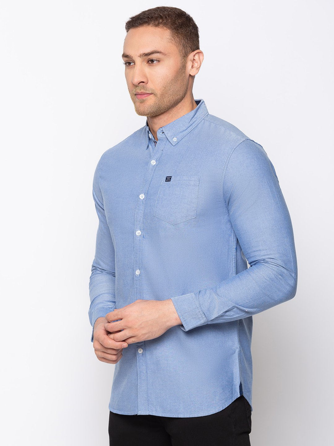 Solid Cotton Slim Fit Shirt