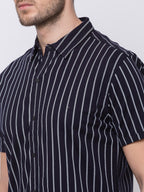 Pinstripped Spread Collar Shirt