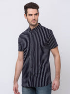 Pinstripped Spread Collar Shirt