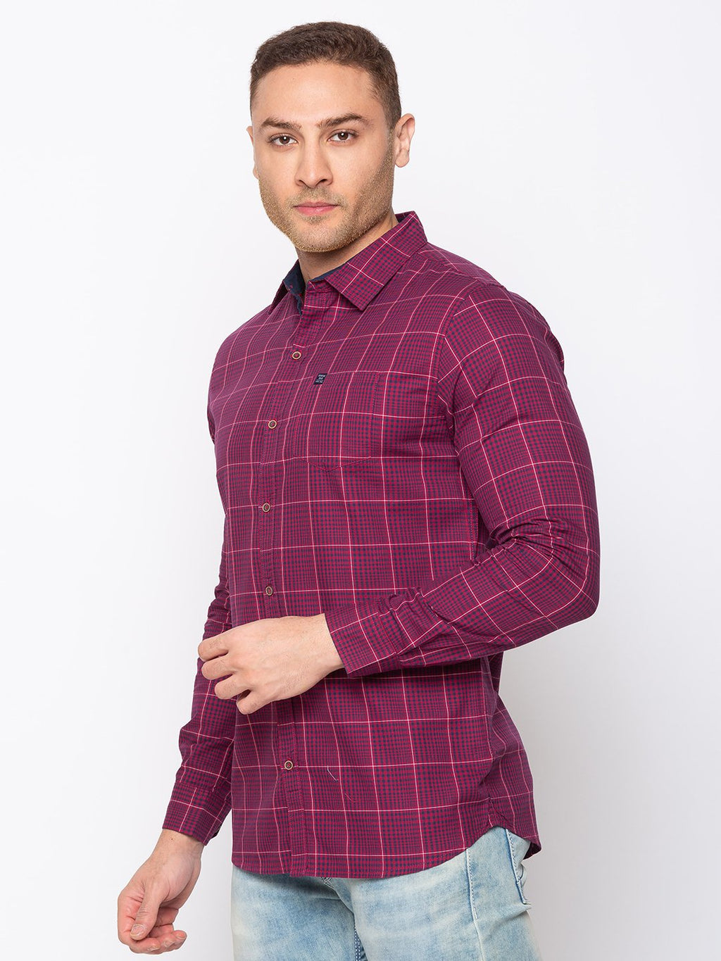 Checks Cotton Slim Fit Shirt