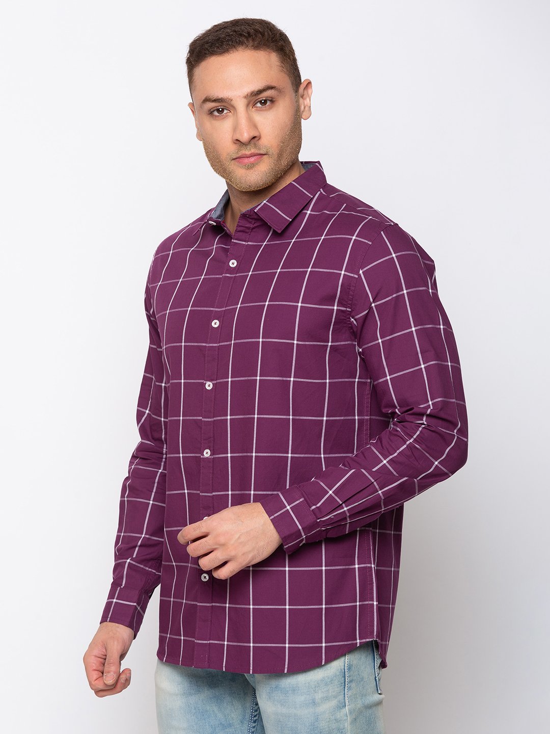 Checks Cotton Slim Fit Shirt