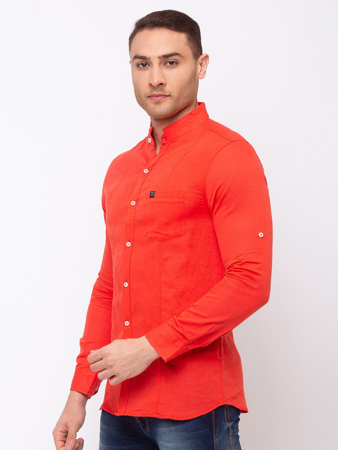 Solid Cotton Linen Collar Shirt Secondary image