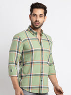 Mens Slim Fit Checkered Cotton Shirt