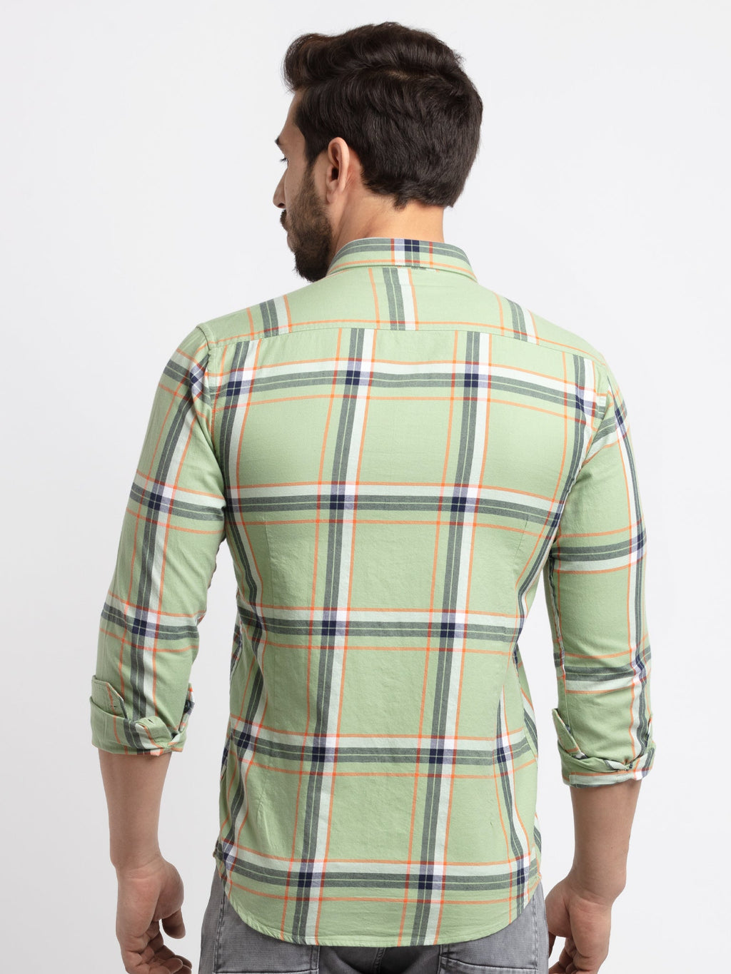 Mens Slim Fit Checkered Cotton Shirt